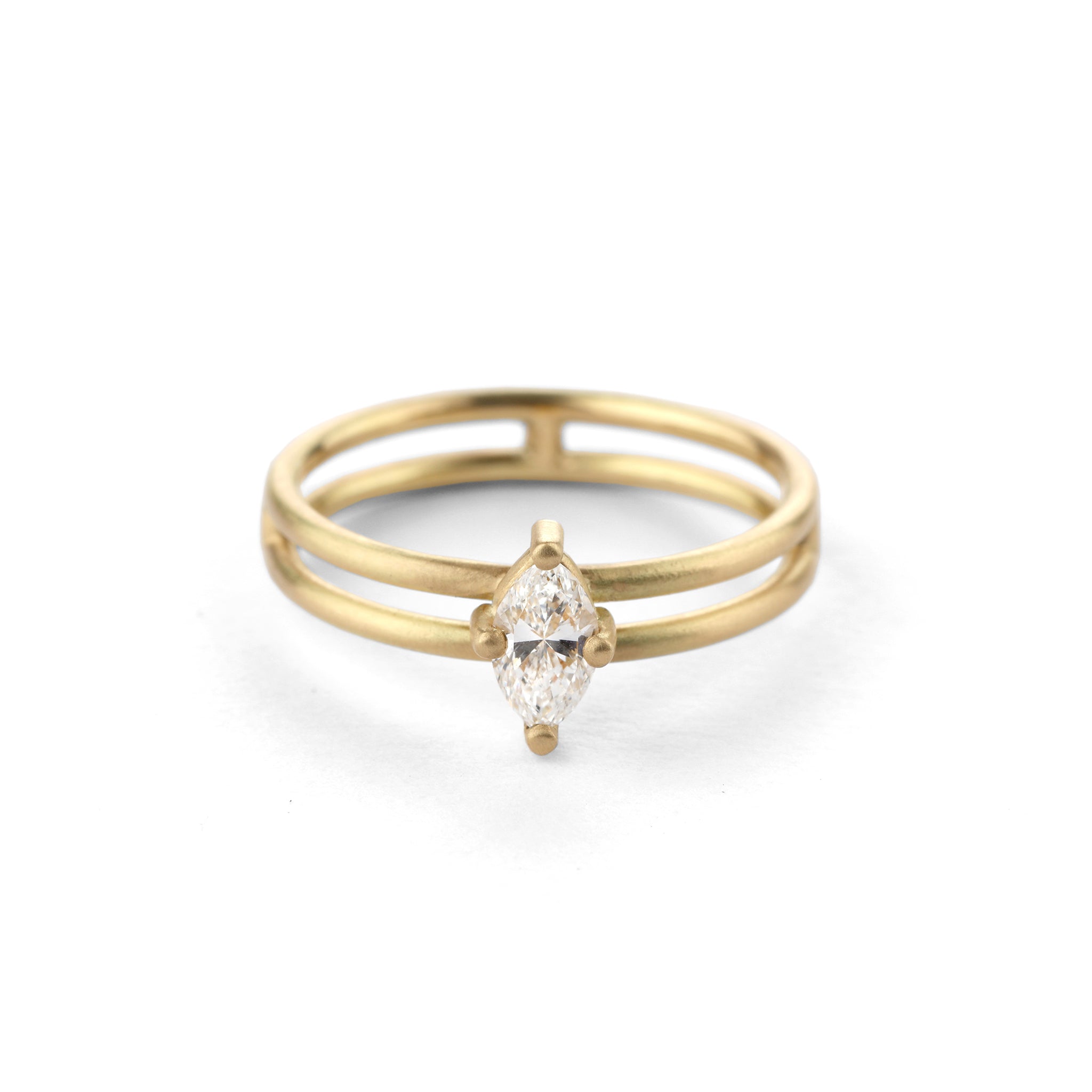 Marquise Natural Diamond Solo Split Engagement Ring Shimell and Madden La Maison Couture