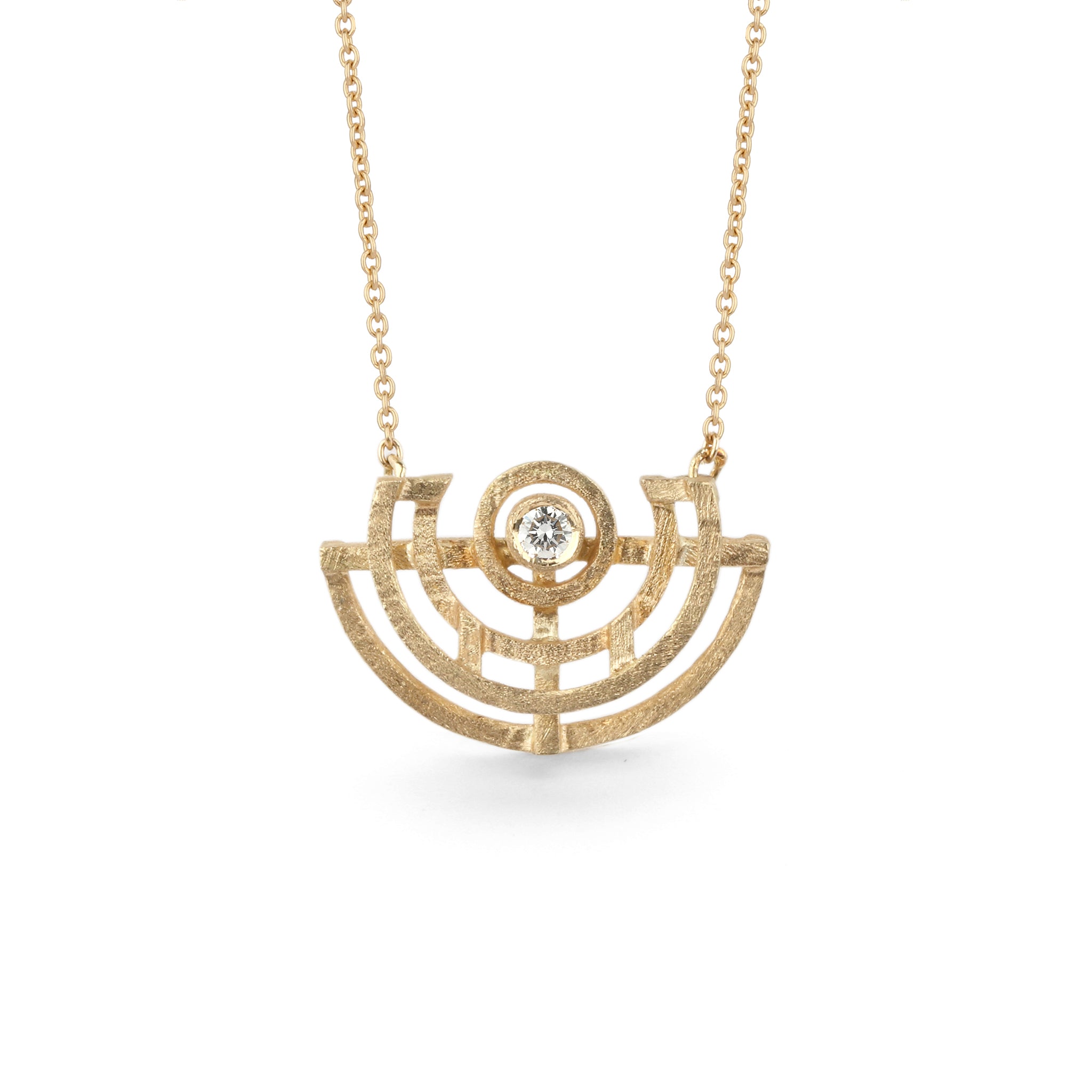 Natural Diamond Half Circle Medium Necklace Shimell and Madden La Maison Couture