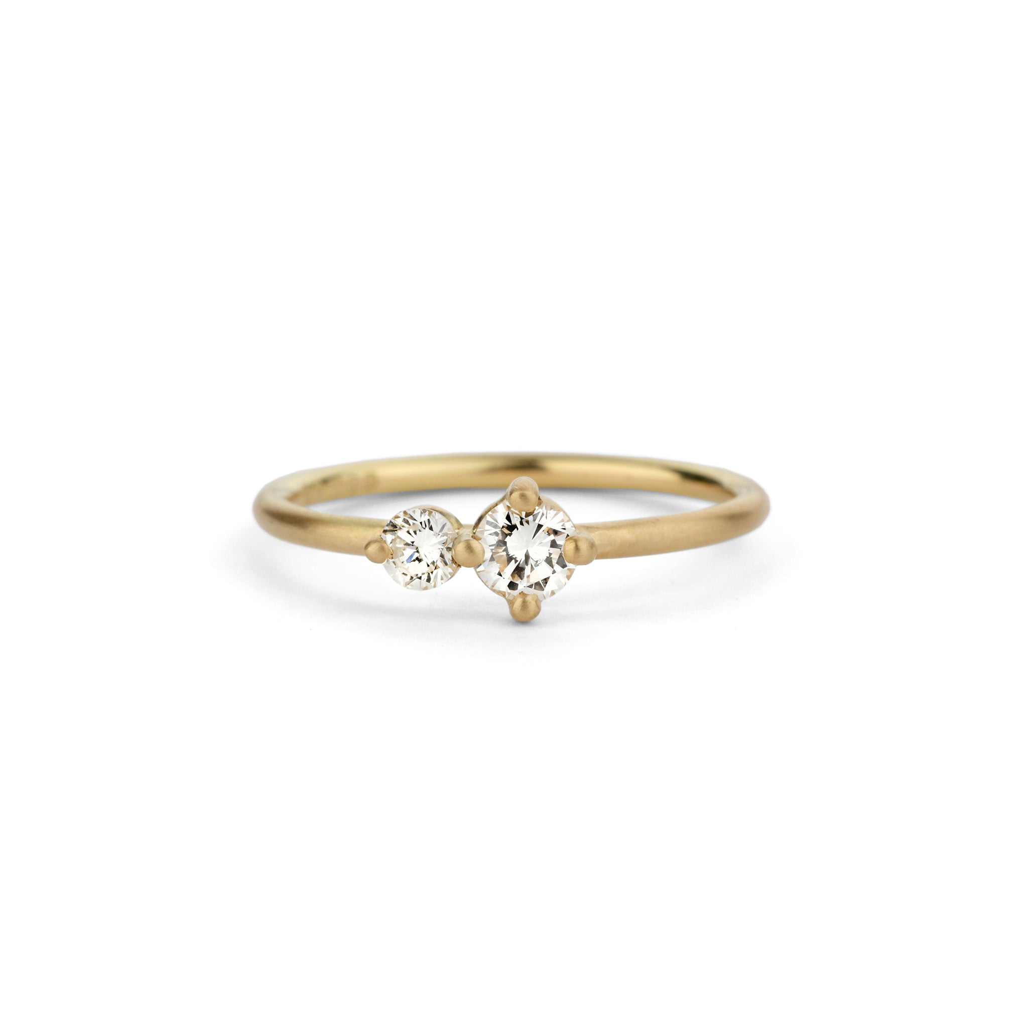 Natural Diamond Round Duo Engagement Ring - Small Shimell and Madden La Maison Couture