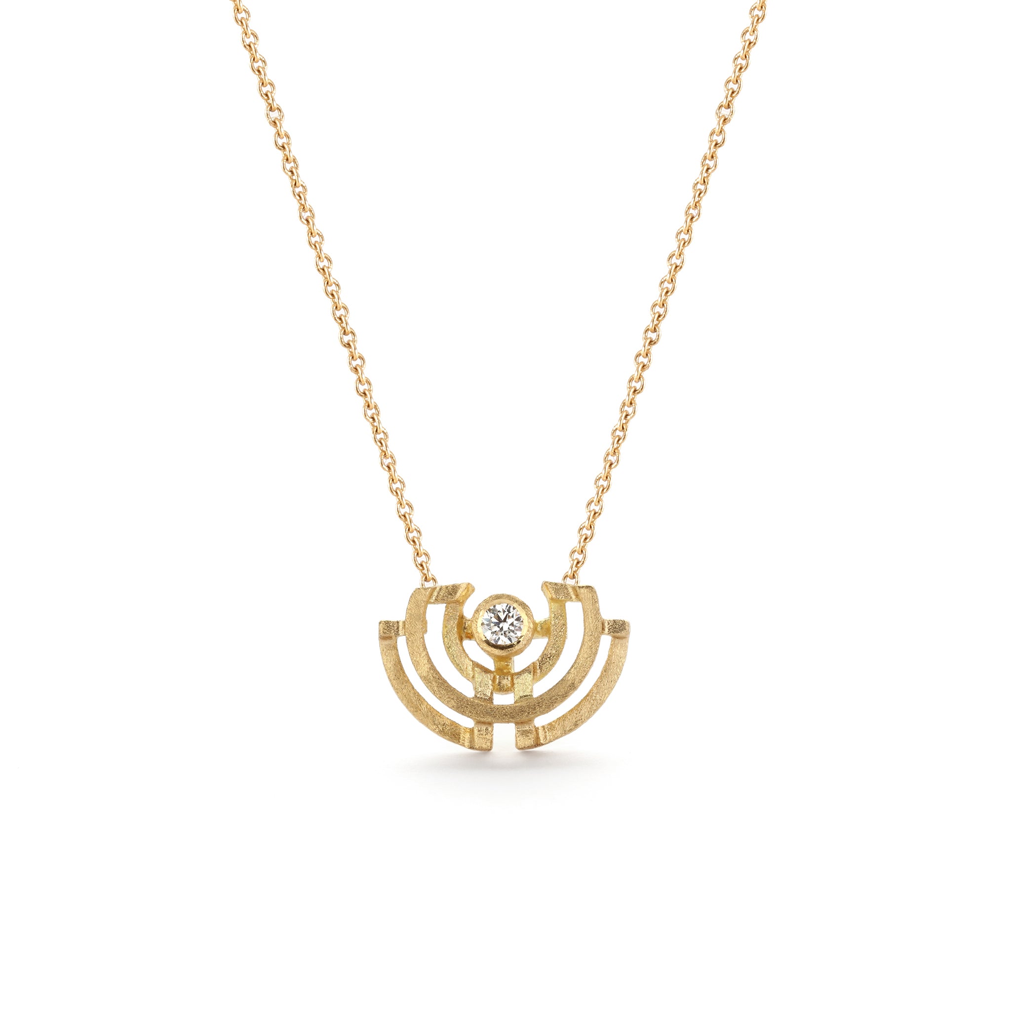 Natural Diamond Small Half Circle Necklace Shimell and Madden La Maison Couture