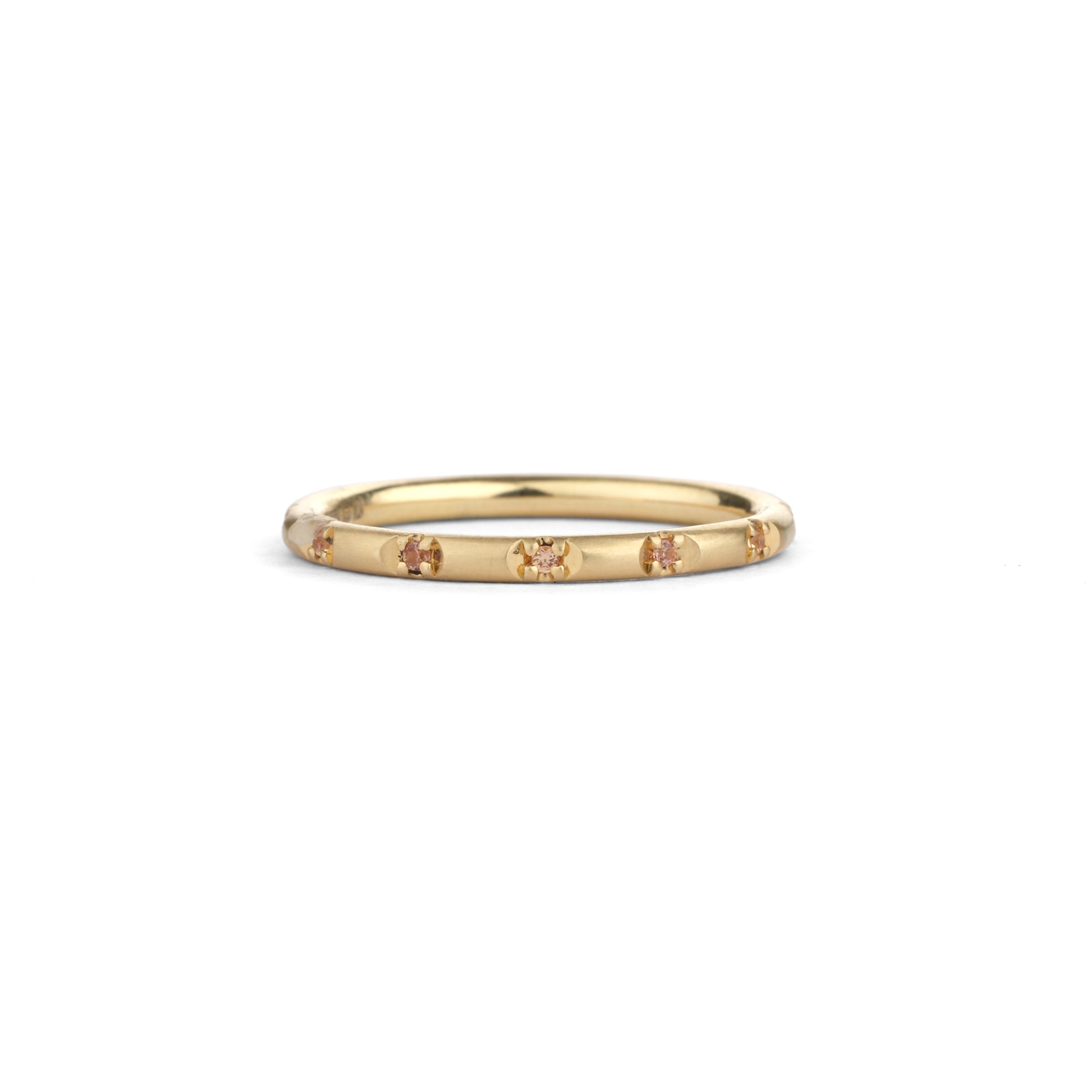 Peach Sapphire Duodecimal Round Band - Satin Shimell and Madden La Maison Couture