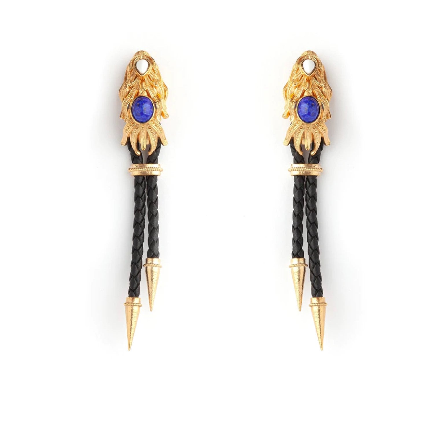 Dragon Fish Black Gold Earrings