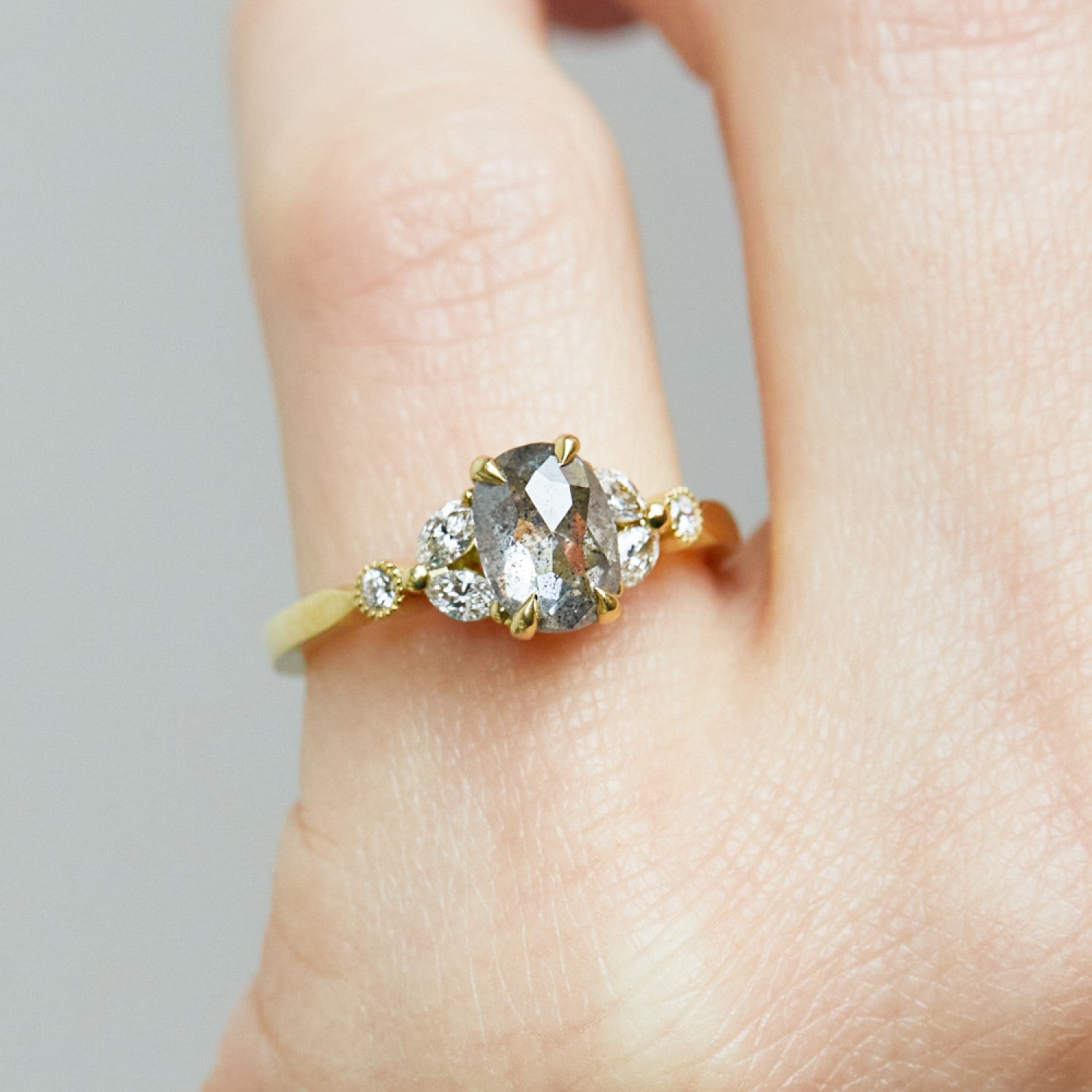 Grey Oval Diamond Ring