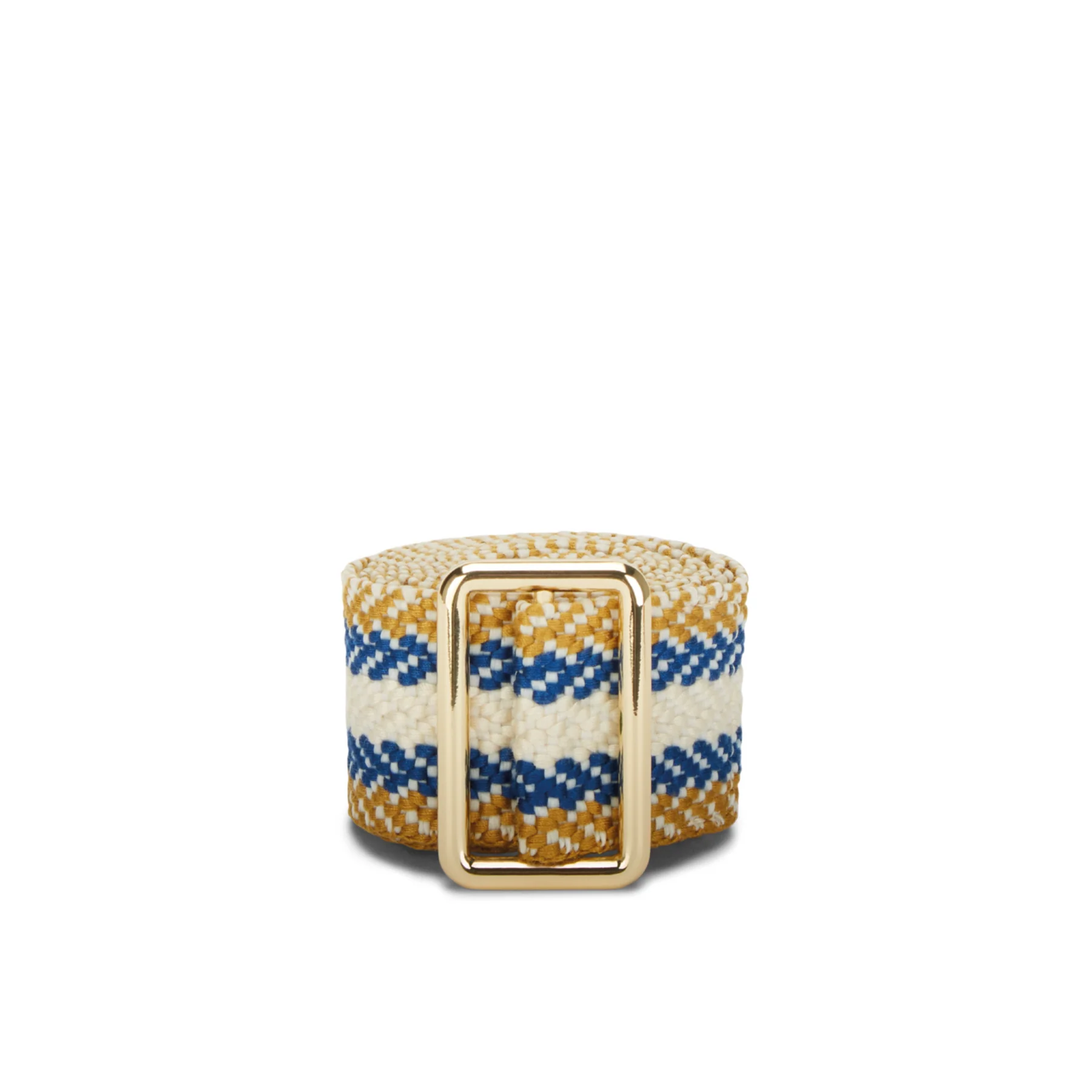 Sunda Jacquard Belt - Natural with Blue Stripe