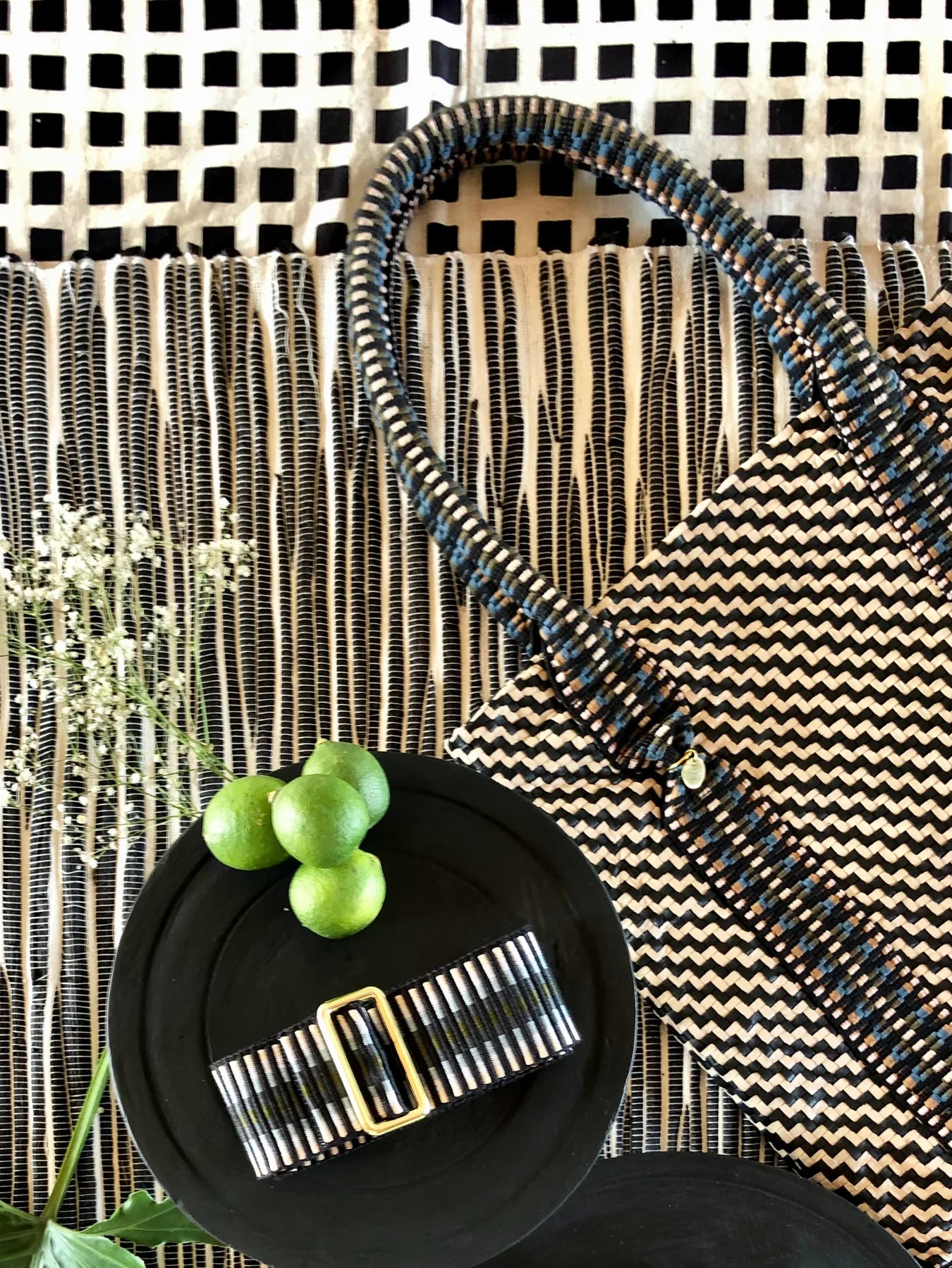 Sunda Jacquard Belt - Olive Stripe