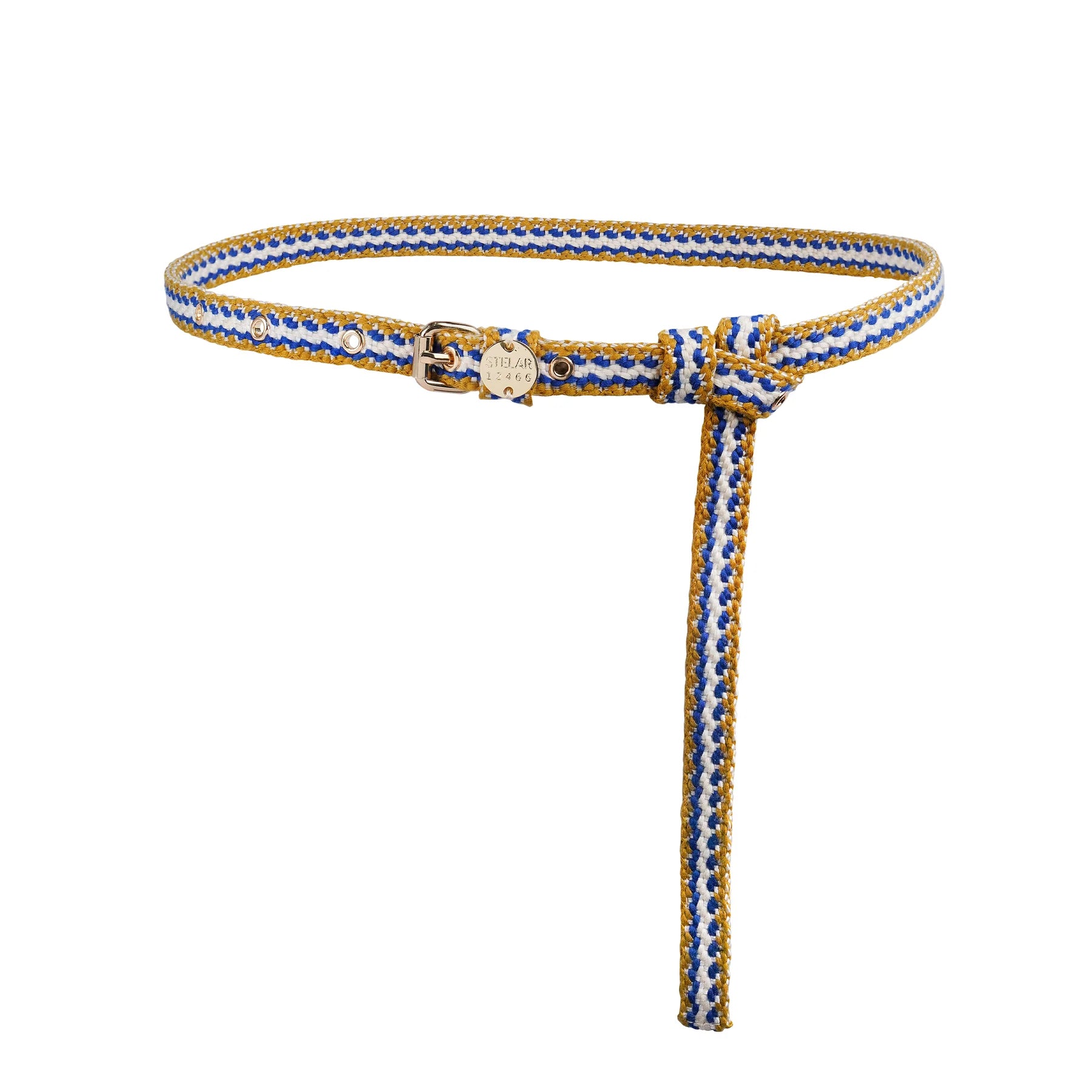 Sunda Slim Jaquard Belt - Blue Stripe