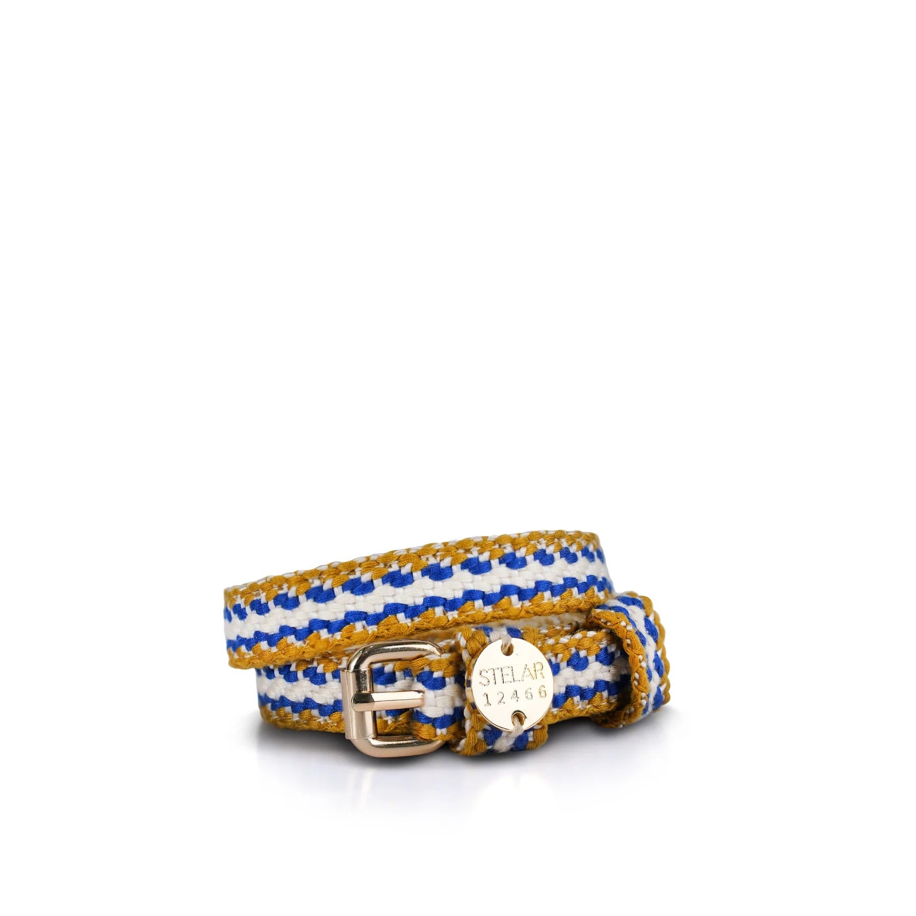 Sunda Slim Jaquard Belt - Blue Stripe