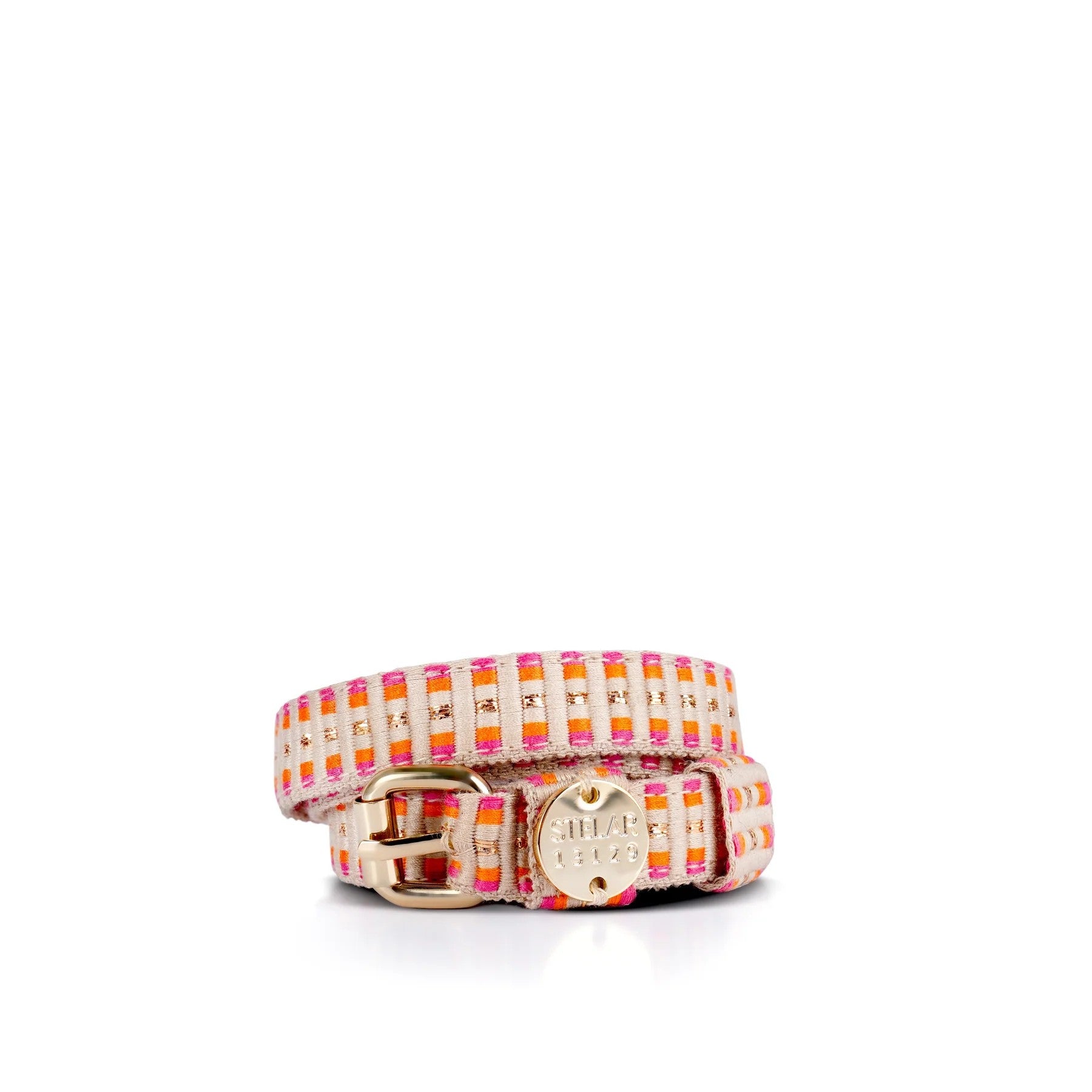 Sunda Slim Jaquard Belt - Pomegranate Stripe