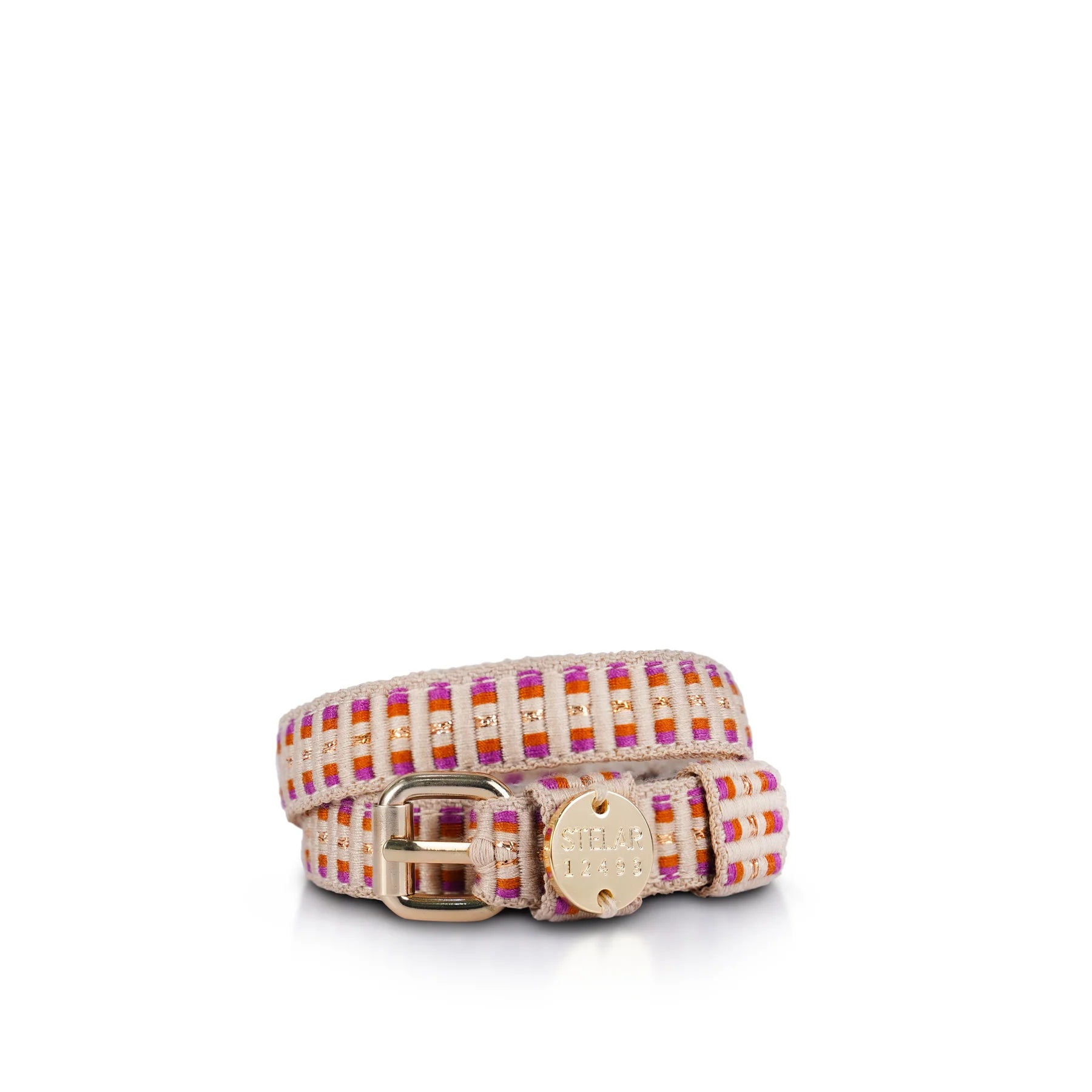 Sunda Slim Jaquard Belt - Rhodolite Stripe