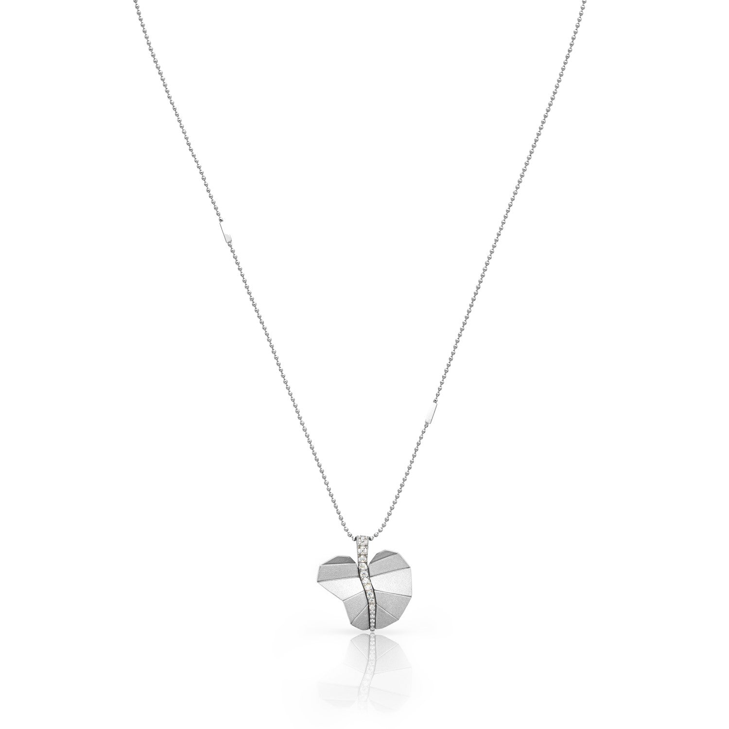 Busia Leaf Necklace - White Gold (Large)