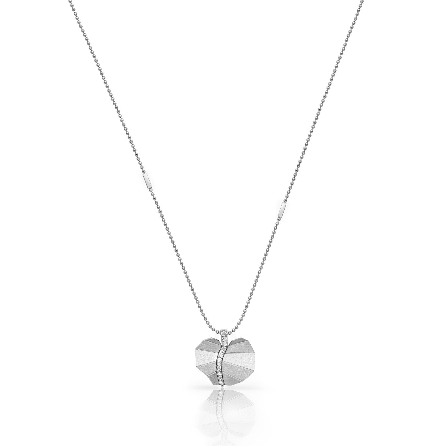 Busia Leaf Necklace - White Gold (Small)