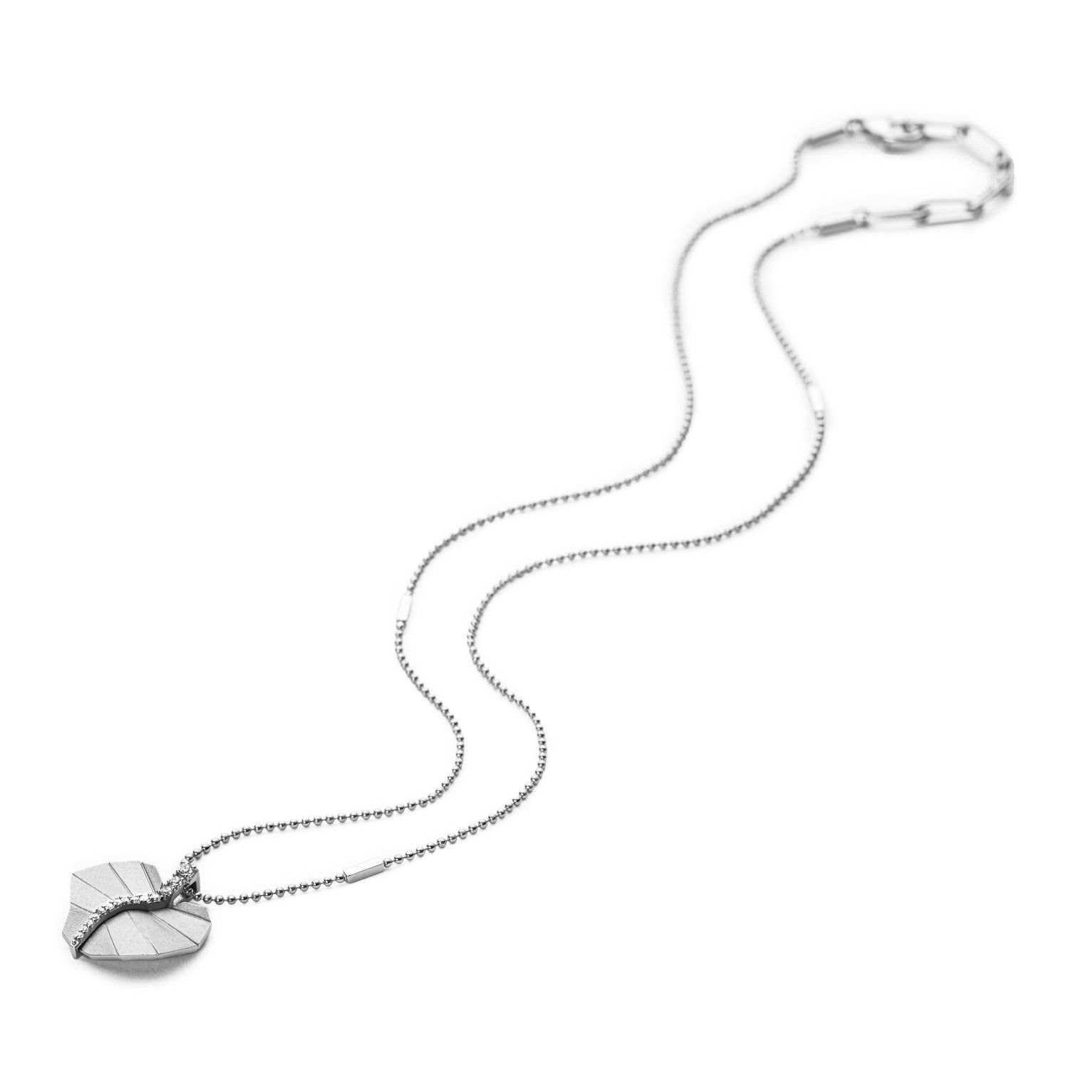 Busia Leaf Necklace - White Gold (Small)