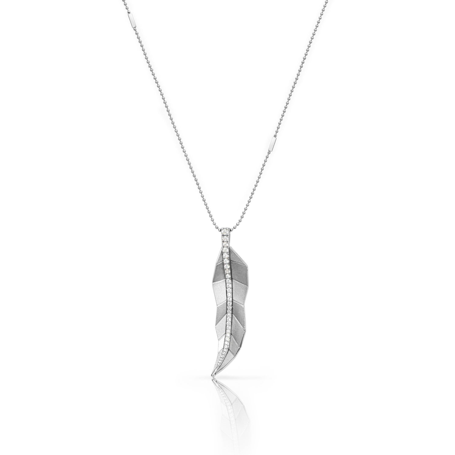 Busia Leaf Necklace - White Gold