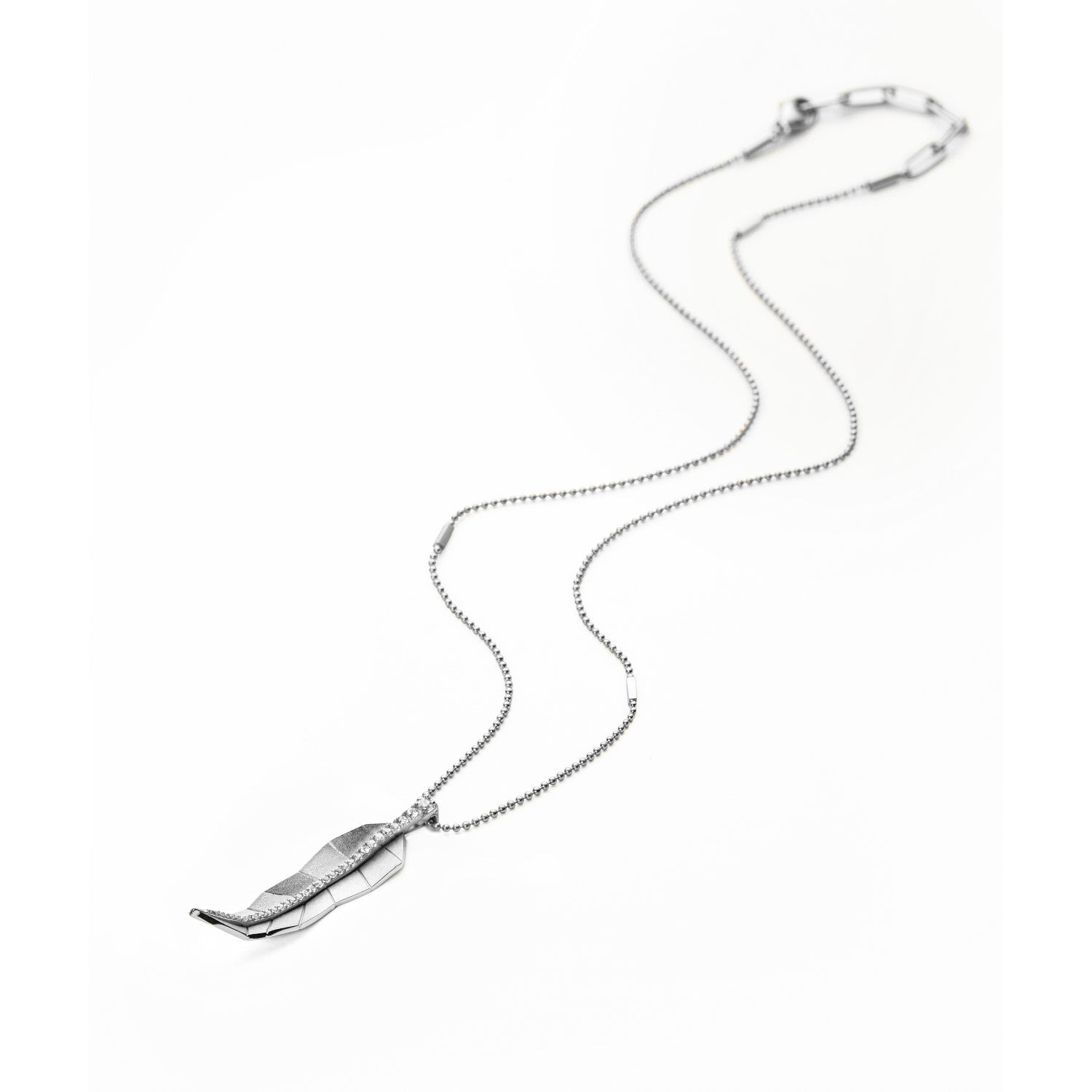 Busia Leaf Necklace - White Gold