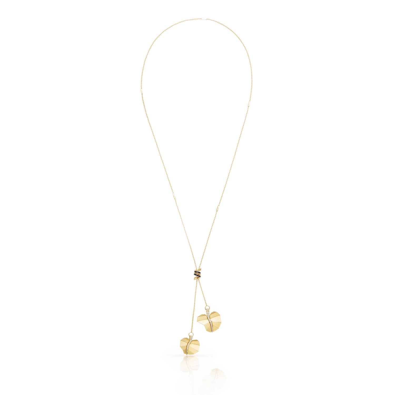 Double Round Busia Leaf Necklace - Yellow Gold