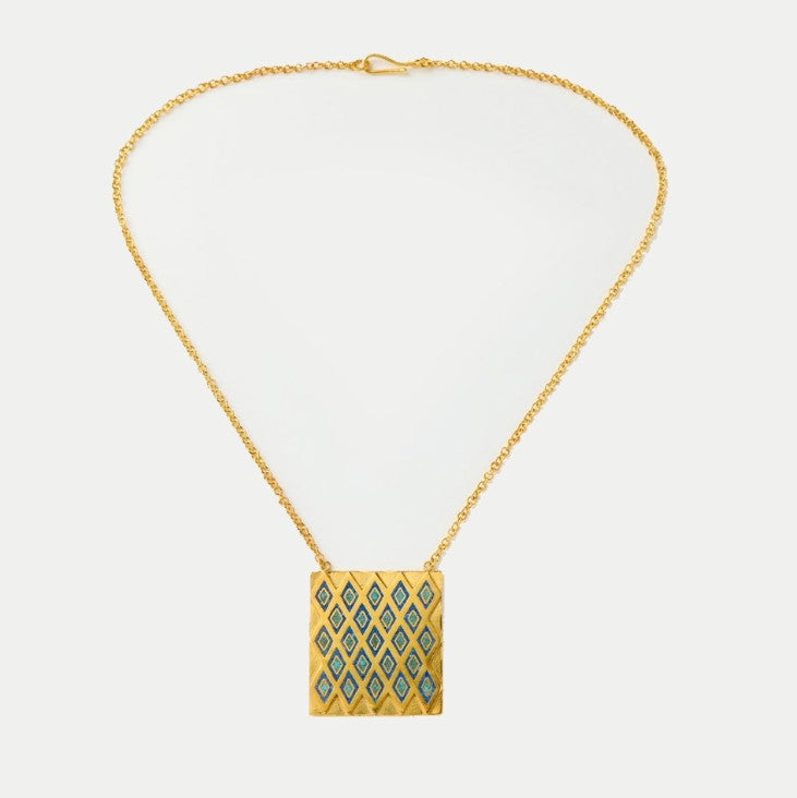 18kt Gold Vermeil Mawzon Lapis & Turquoise Necklace
