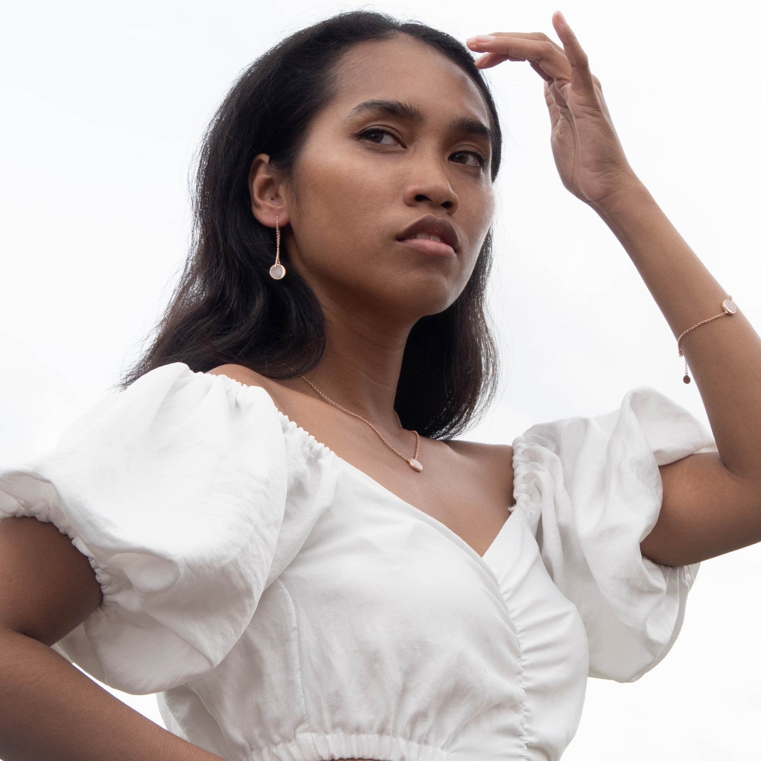 LUNA Rose Gold Chain Pendant Earrings