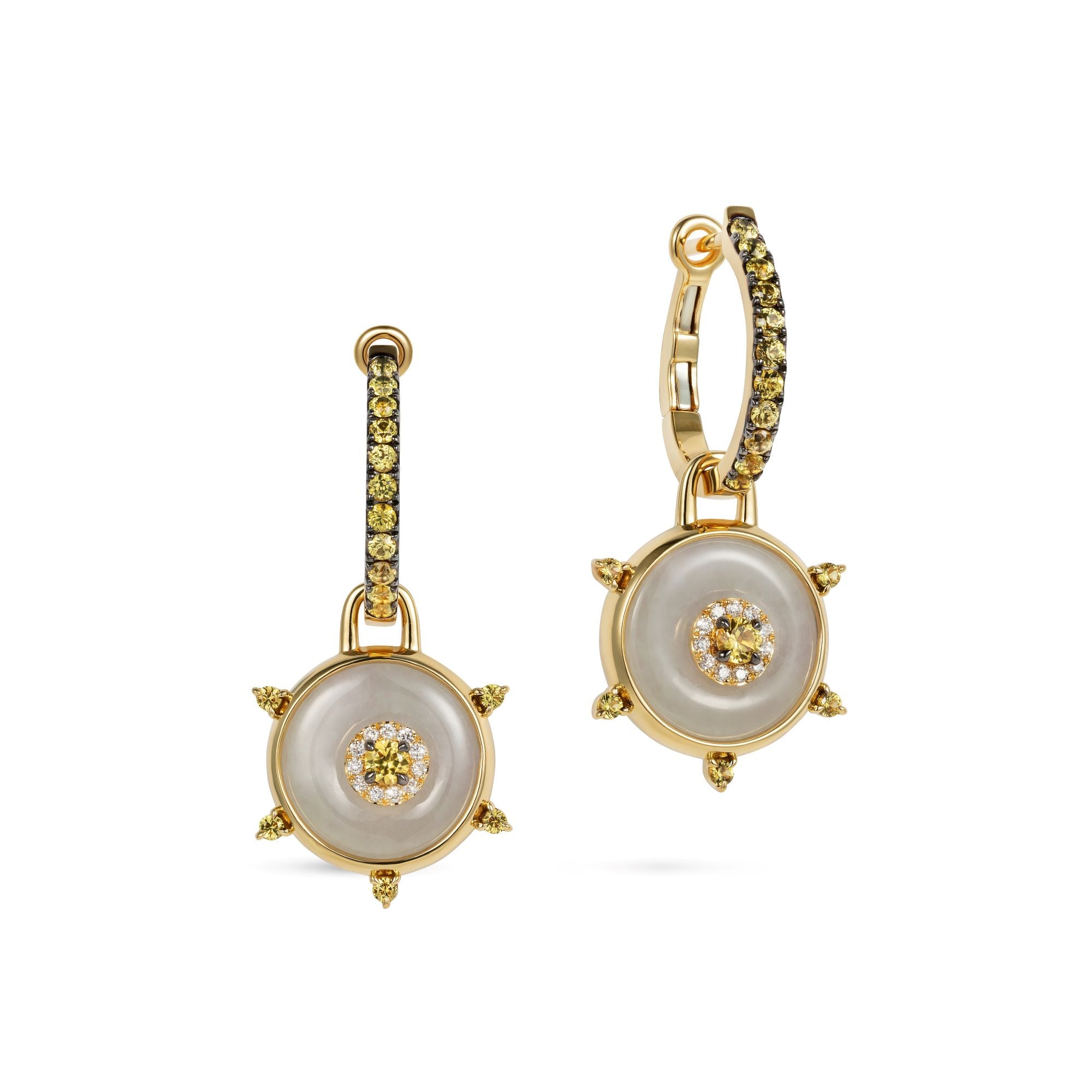 Celeste Hoop Yellow Sapphire and Jade Earrings