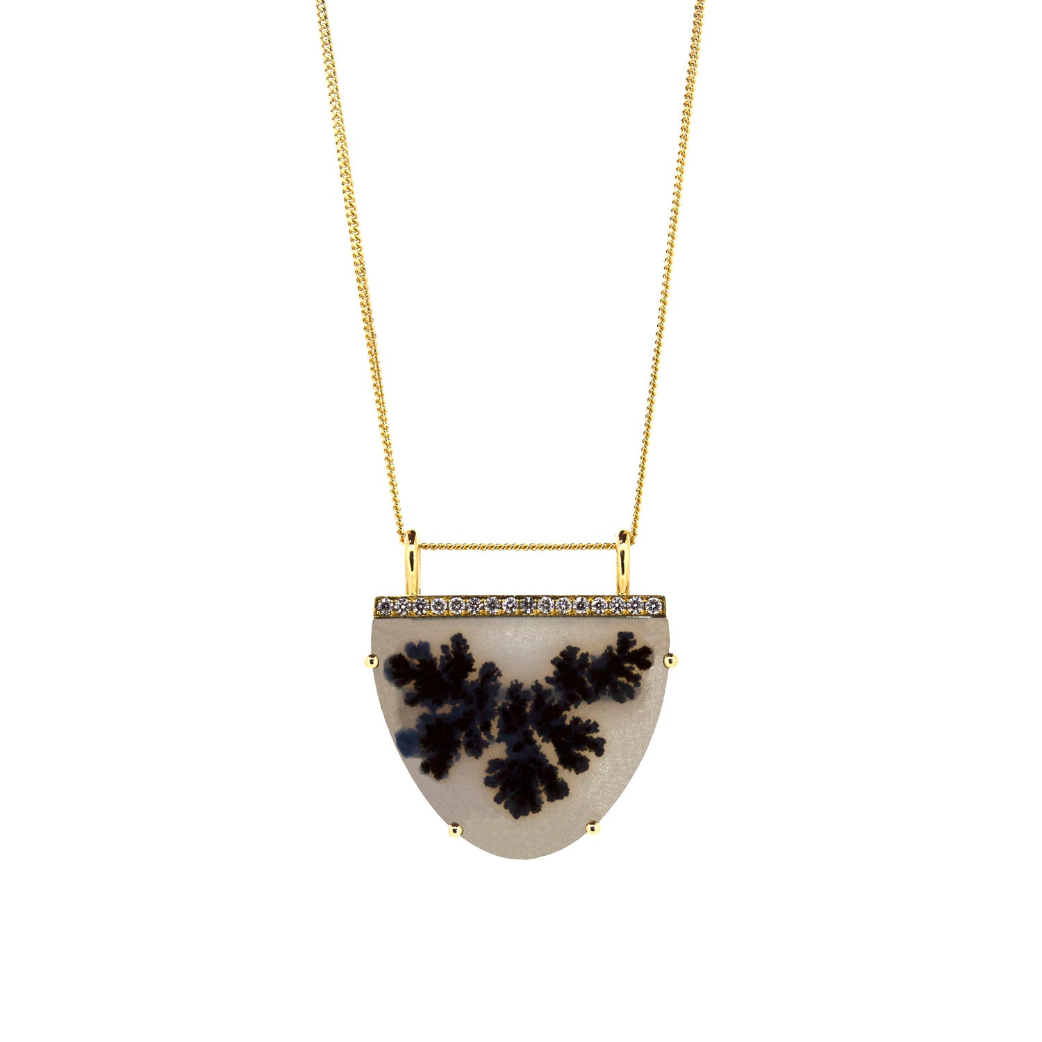Shield Dendritic Agate Pendant