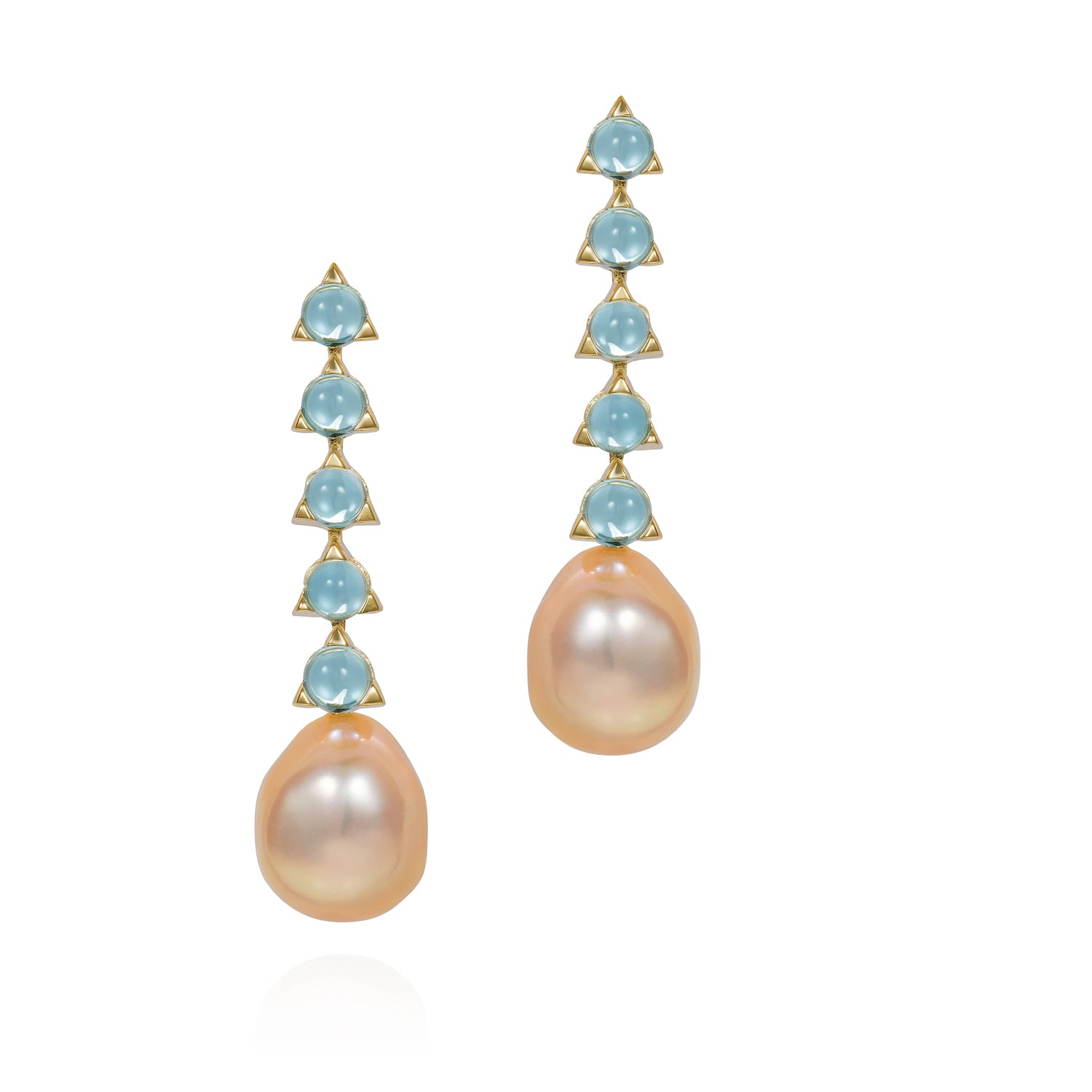 5 Stone Baroque Pearl Earrings