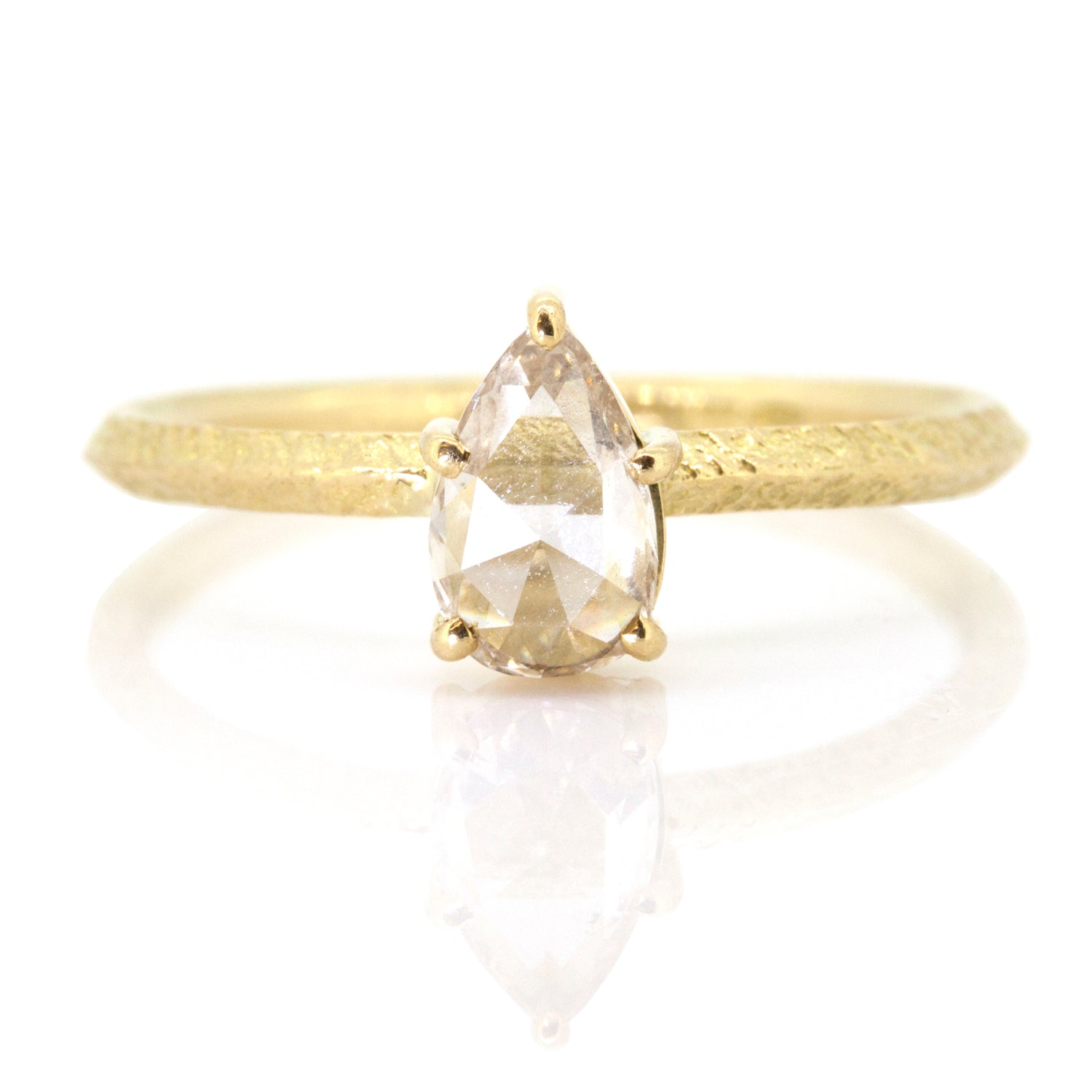 Pear Rose Cut Diamond Claw Ring