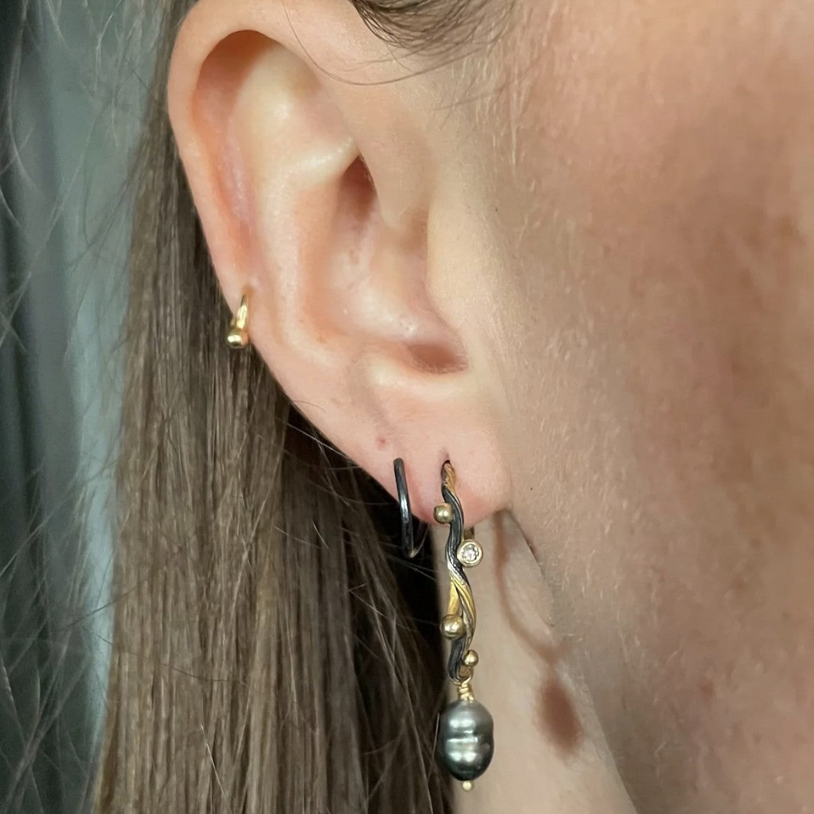 Tallulah Silver Hoops Medium with Pendant