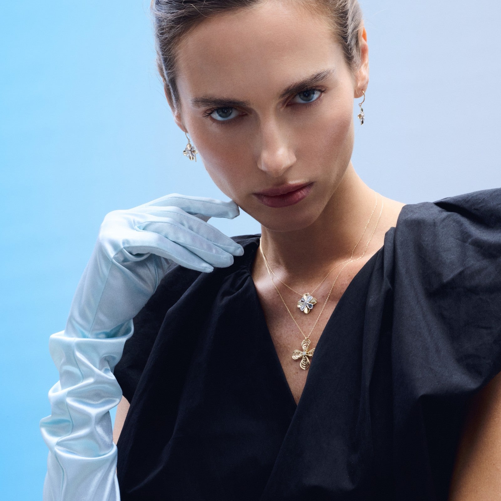 Diamond Lotus Threader Earrings