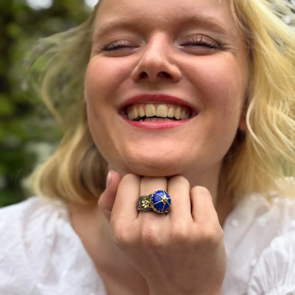 Lapis Lazuli Diamond Star Ring