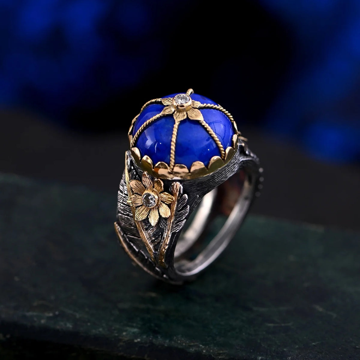 Lapis Lazuli Diamond Star Ring