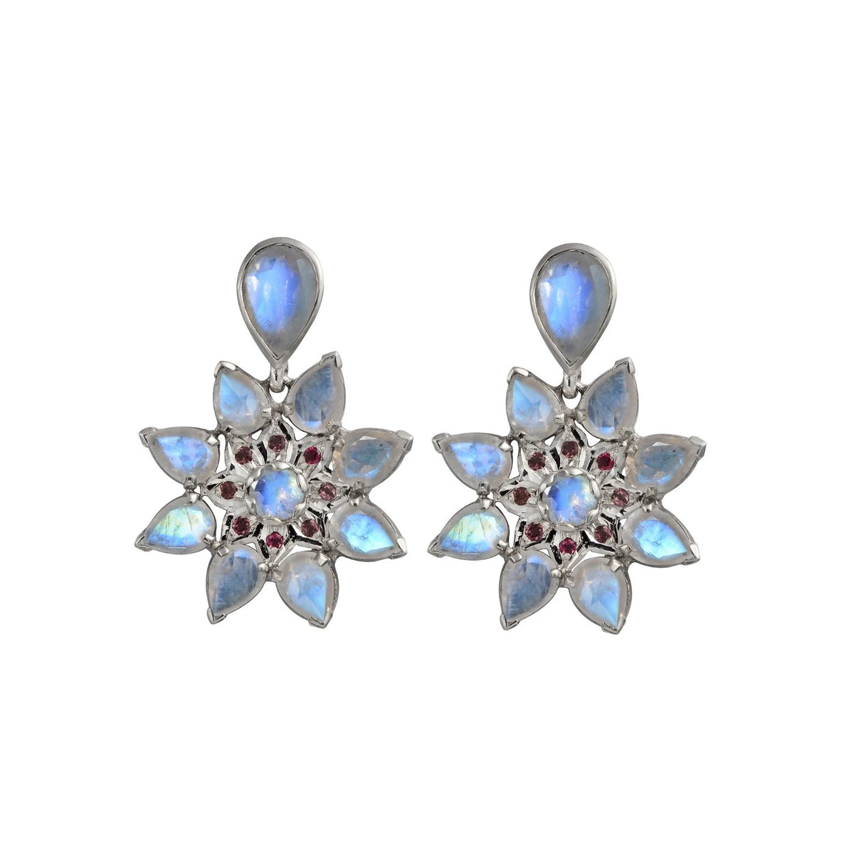 Stella Moonstone Garnet Statement Earrings