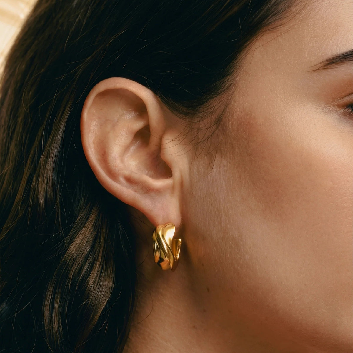 Milos Wave Hoops in Gold Vermeil