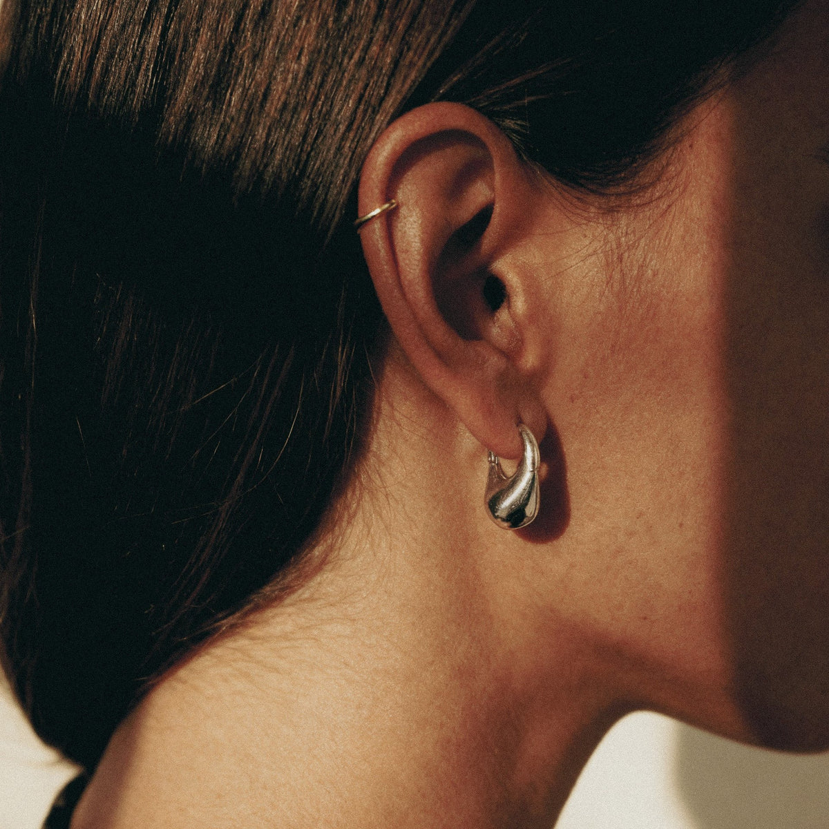 Pea Hoops in Sterling Silver
