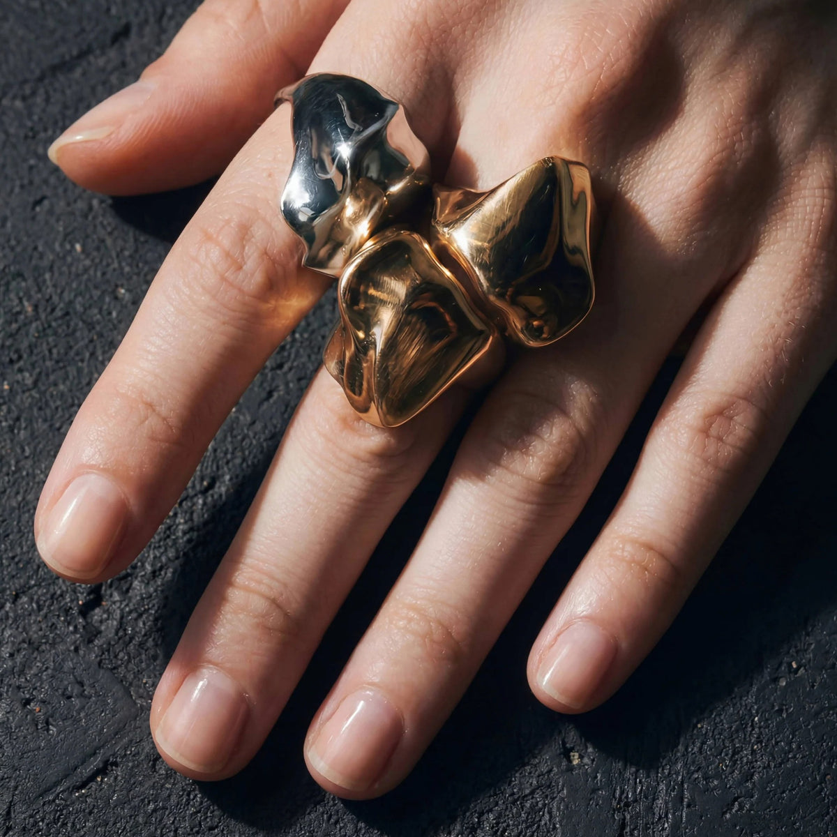 Zyra Sculpted Ring in Gold Vermeil