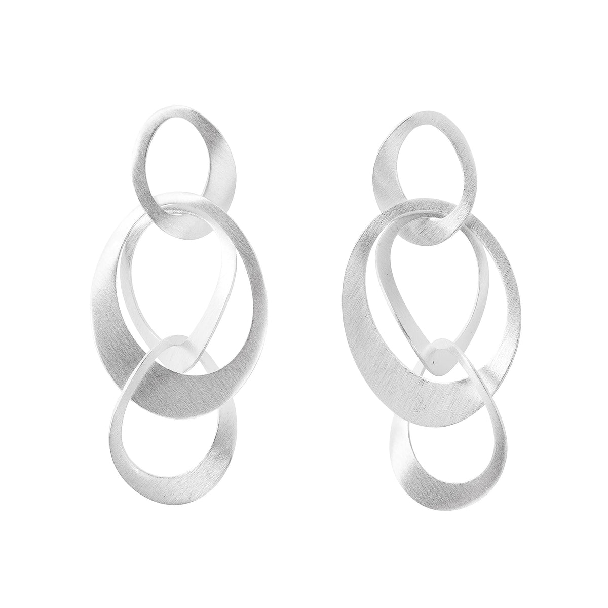 Interlocking Oval Earrings - Silver