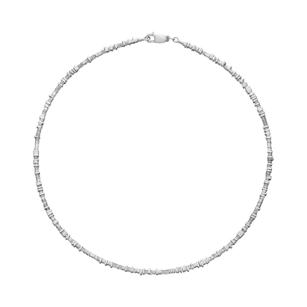 Textured Bar Link Necklace - Silver