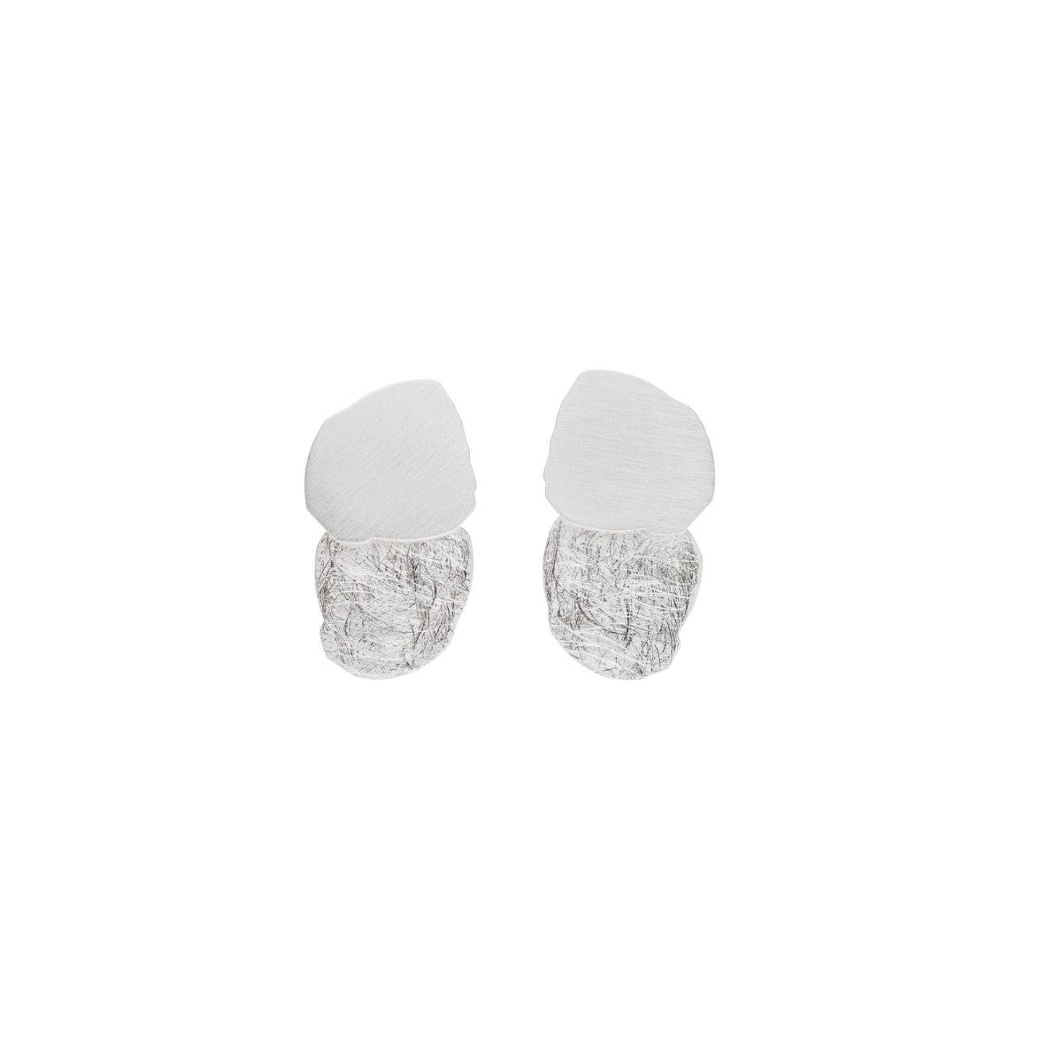 Textured Pebble Earrings - Silver