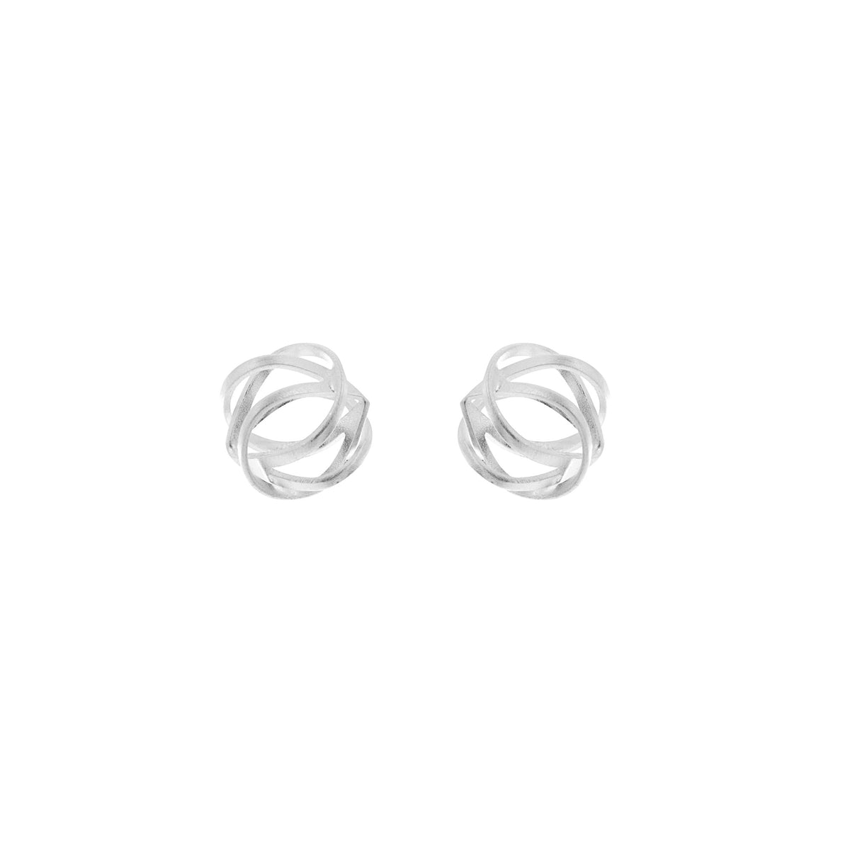Woven Stud Earrings - Silver