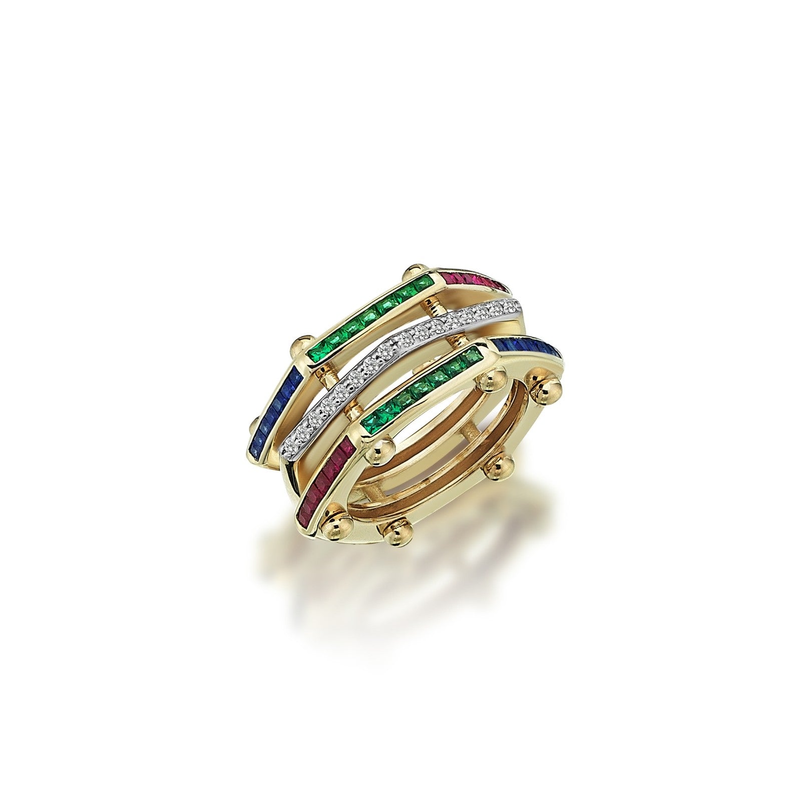 Prism Trio Emerald Ring