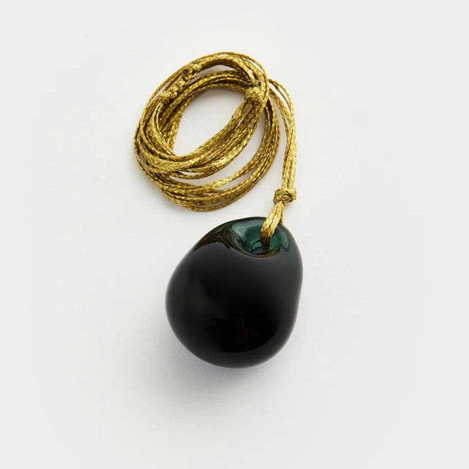 Azaz Large Teal Glass Bead on Cord