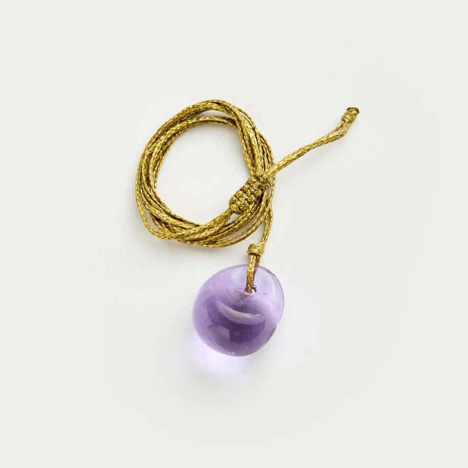 Azaz Purple Round Glass Bead on Cord