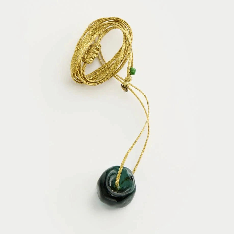 Azaz Teal Glass Bead on Cord