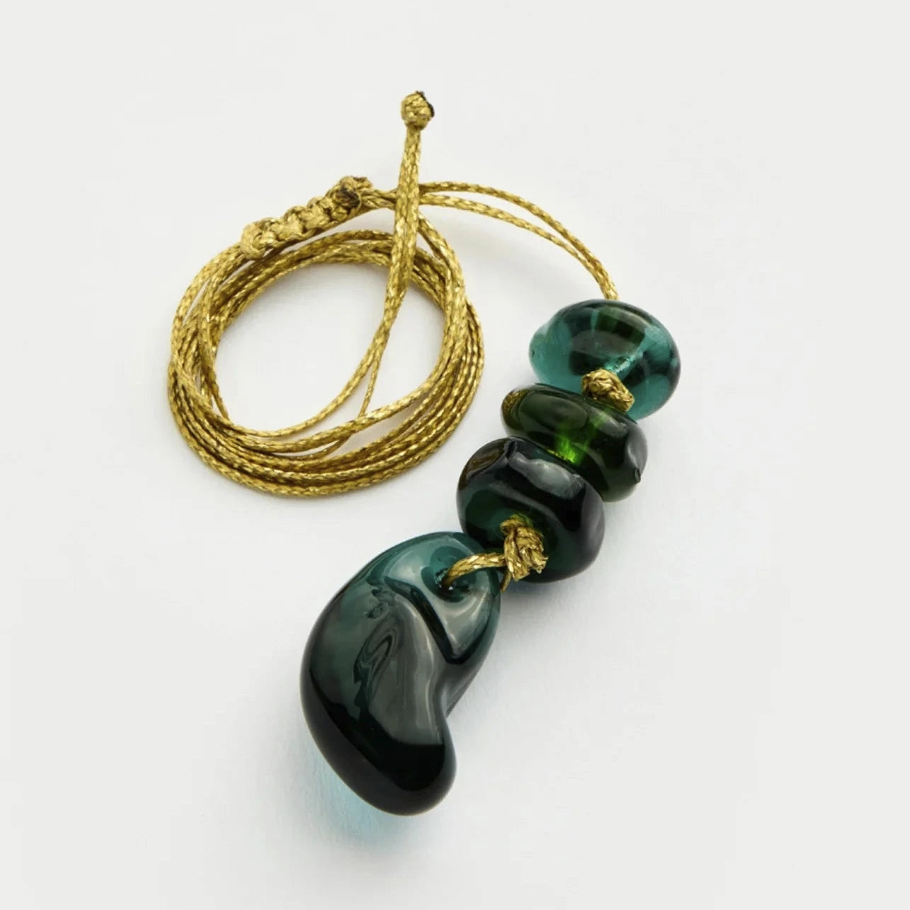 Azaz Teal Glass Beads on Cord