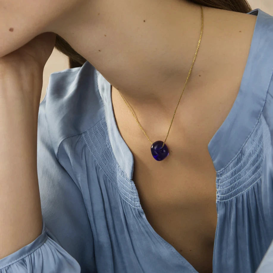 Azaz Dark Blue Glass Bead on Cord