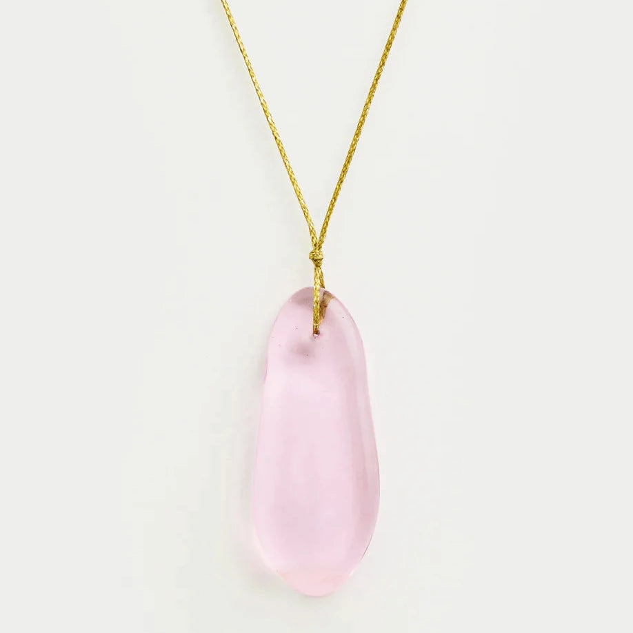 Azaz Pink Glass Long Bead on Cord