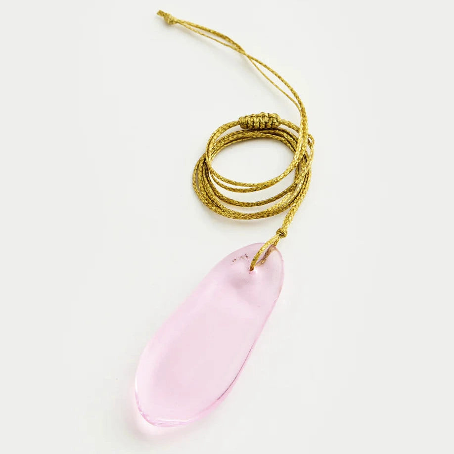 Azaz Pink Glass Long Bead on Cord