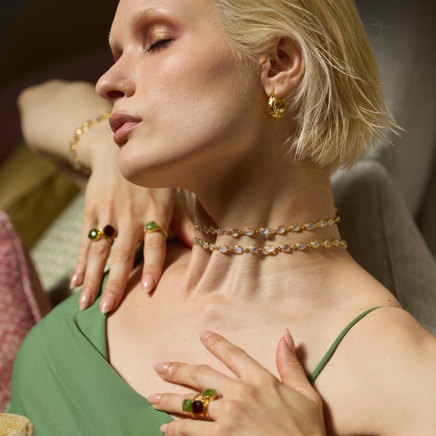 Luna Moonstone Necklace Amadeus La Maison Couture