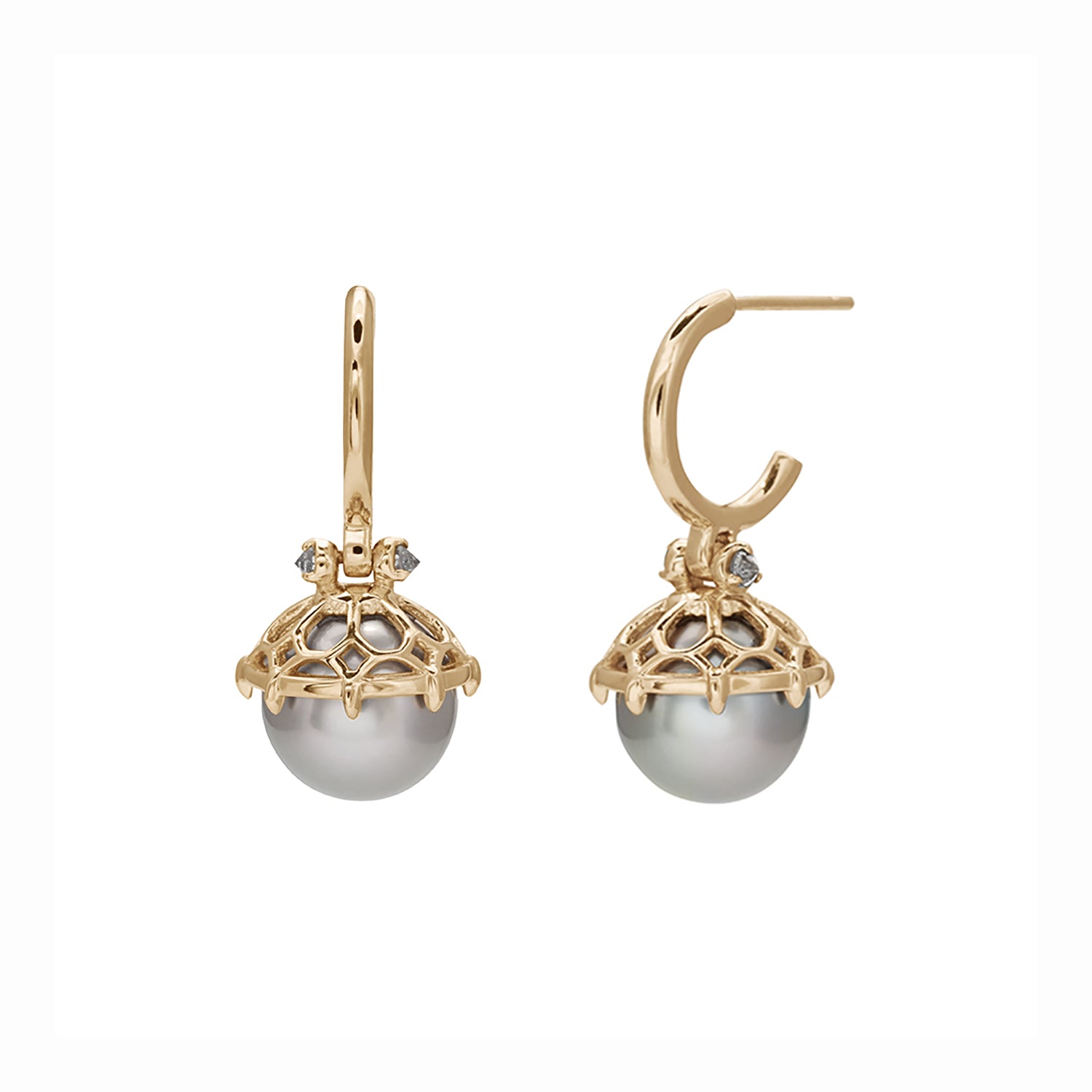 Emma Lace Cap Pearl Hoops
