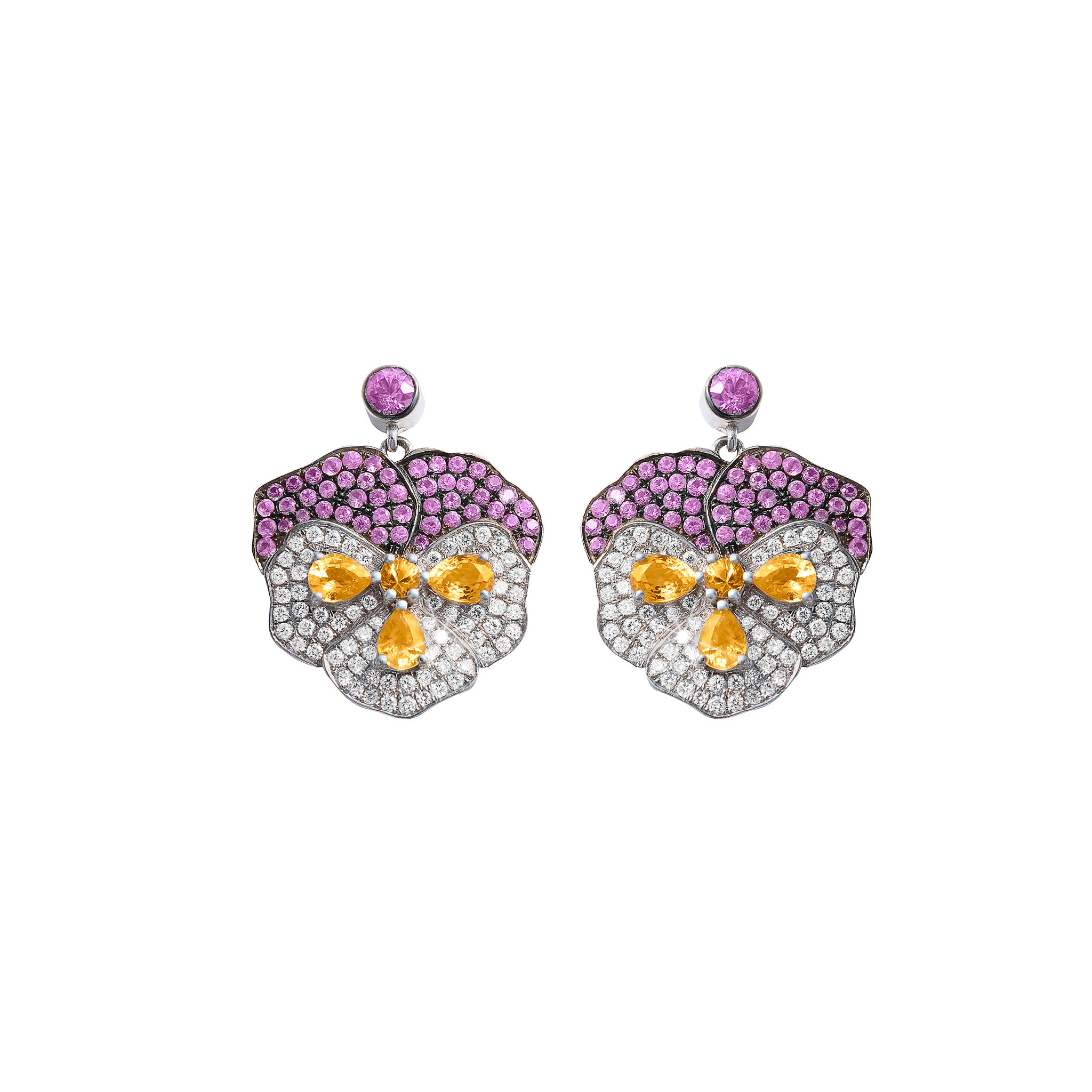 Violet Mini Diamond Earrings - Pink Basak Baykal La Maison Couture