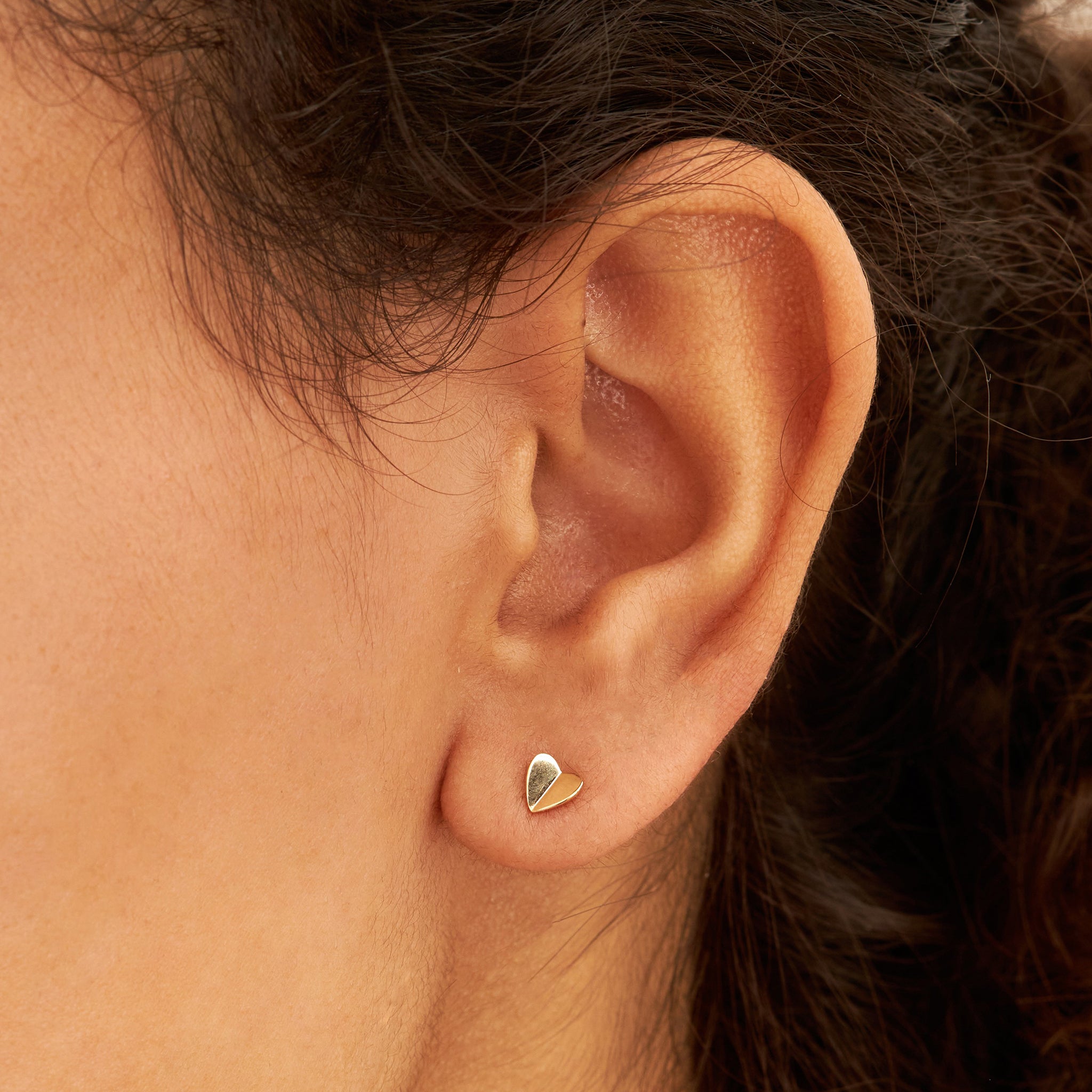 Bijou Folded Heart Studs Dinny Hall La Maison Couture Recycled Gold