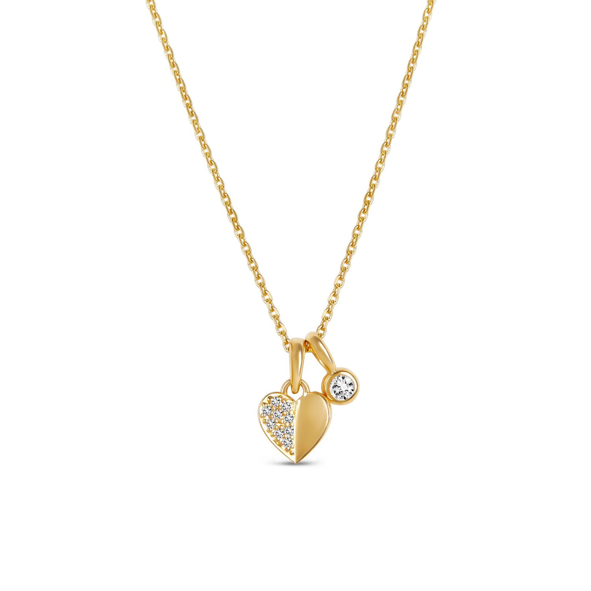 Folded Heart Lab-Created Diamond Duo Pendant Dinny Hall La Maison Couture Recycled 9ct Gold